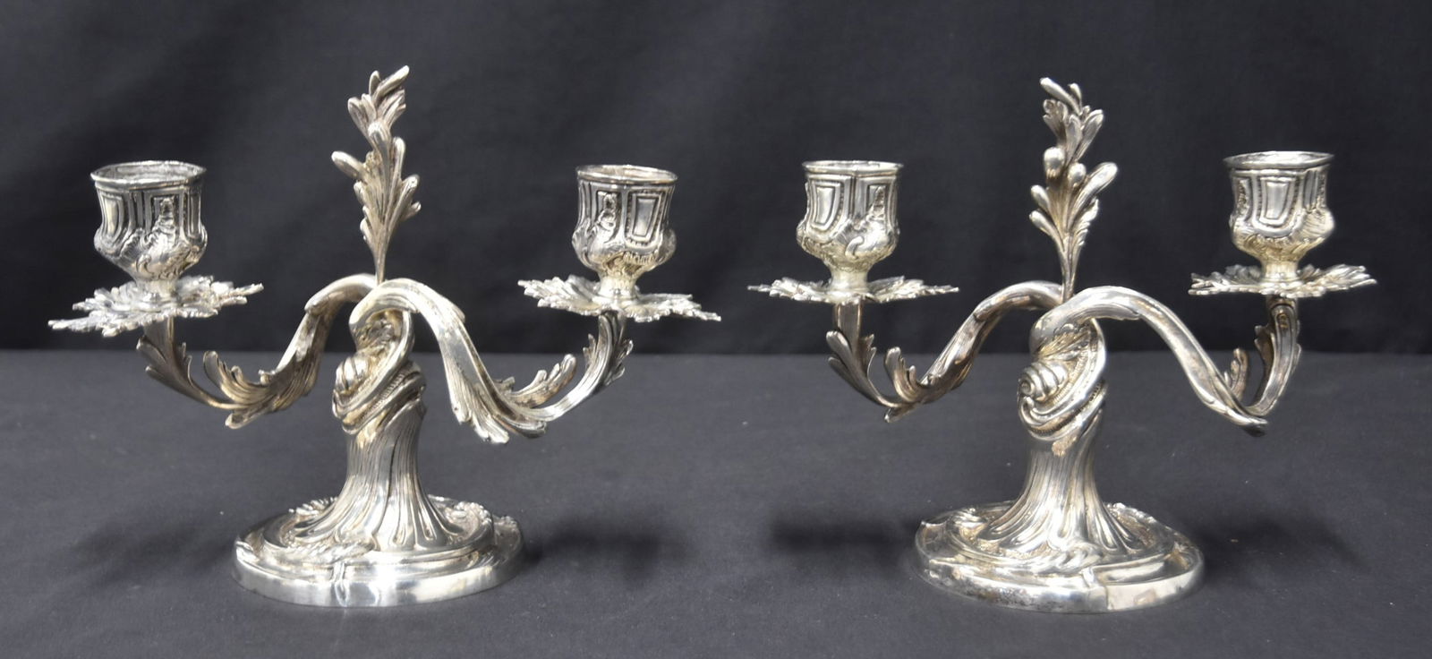 PAIR 800 SILVER VINE FORM CANDLESTICKS (1 of 11)