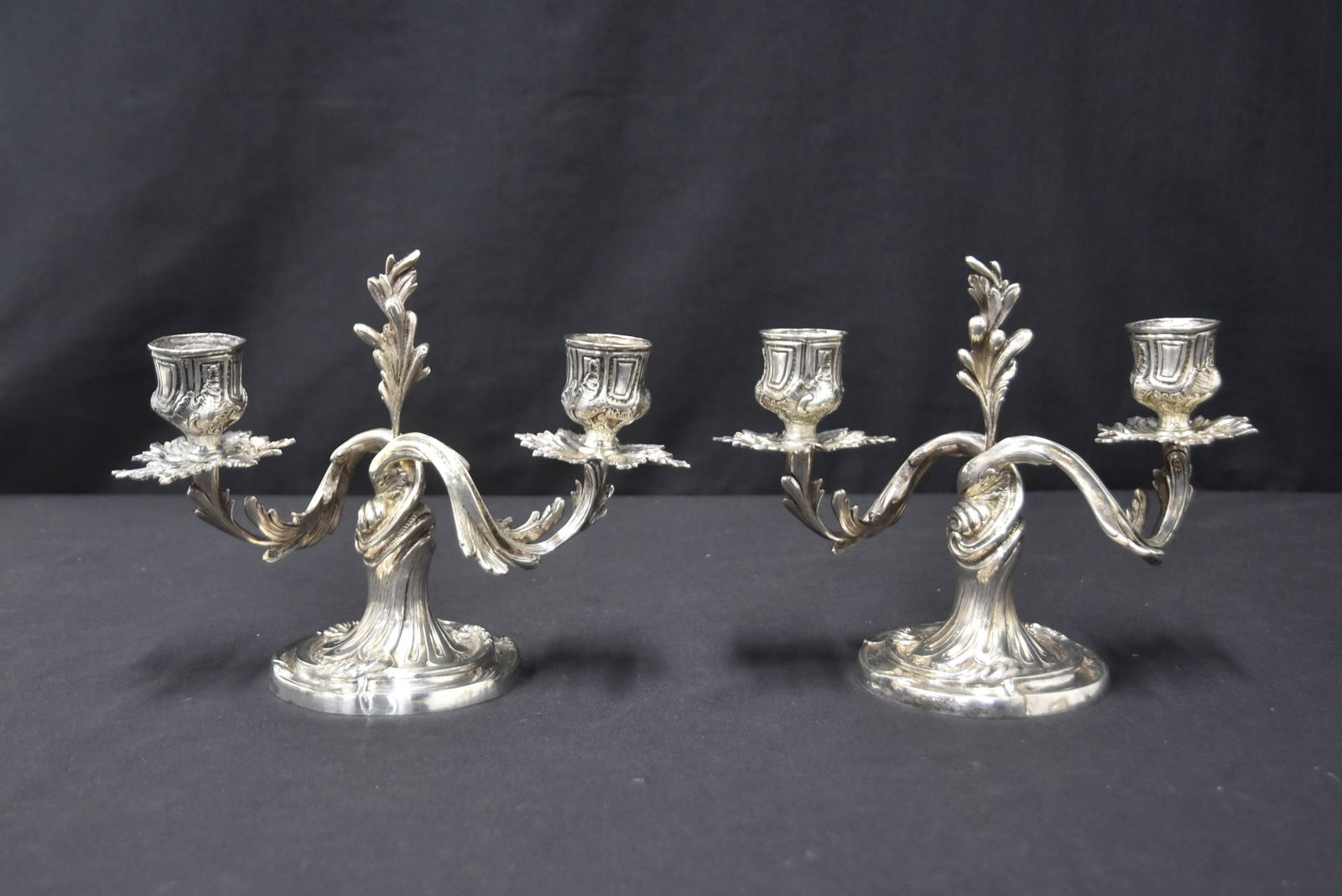 PAIR 800 SILVER VINE FORM CANDLESTICKS - 2