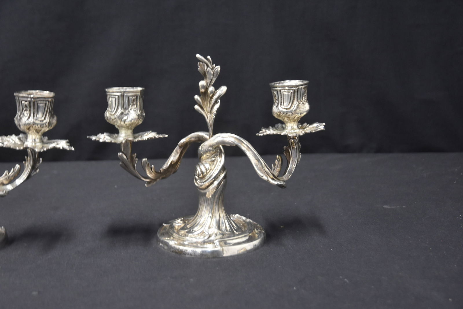 PAIR 800 SILVER VINE FORM CANDLESTICKS - 3