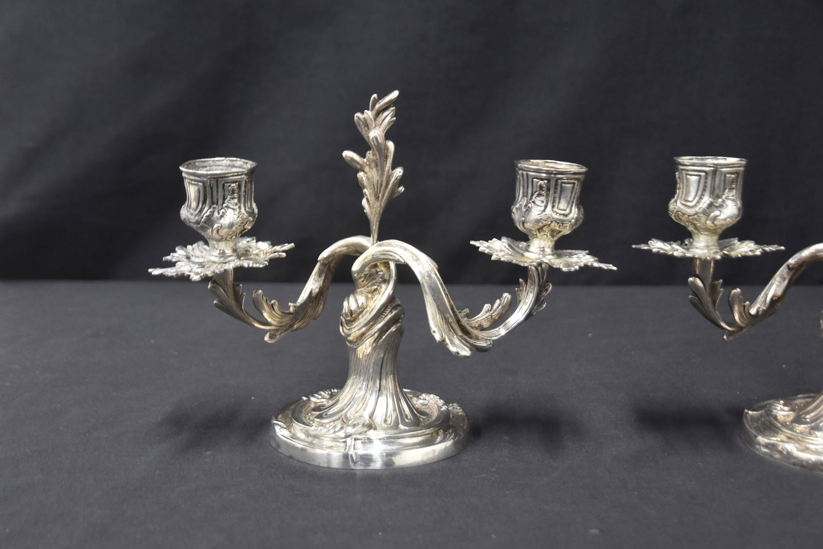 PAIR 800 SILVER VINE FORM CANDLESTICKS - 4