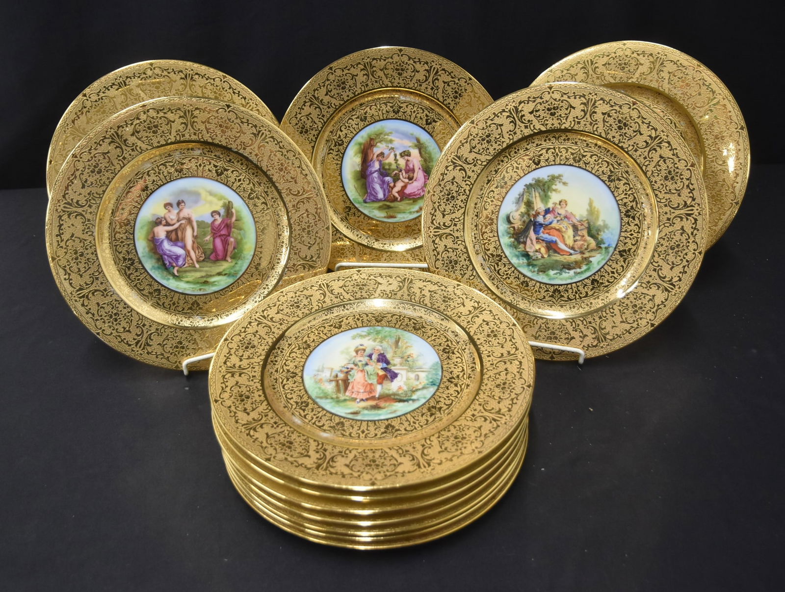 (12) HAND PAINTED LIMOGES DINNER SERVICE PLATES (1 of 16)