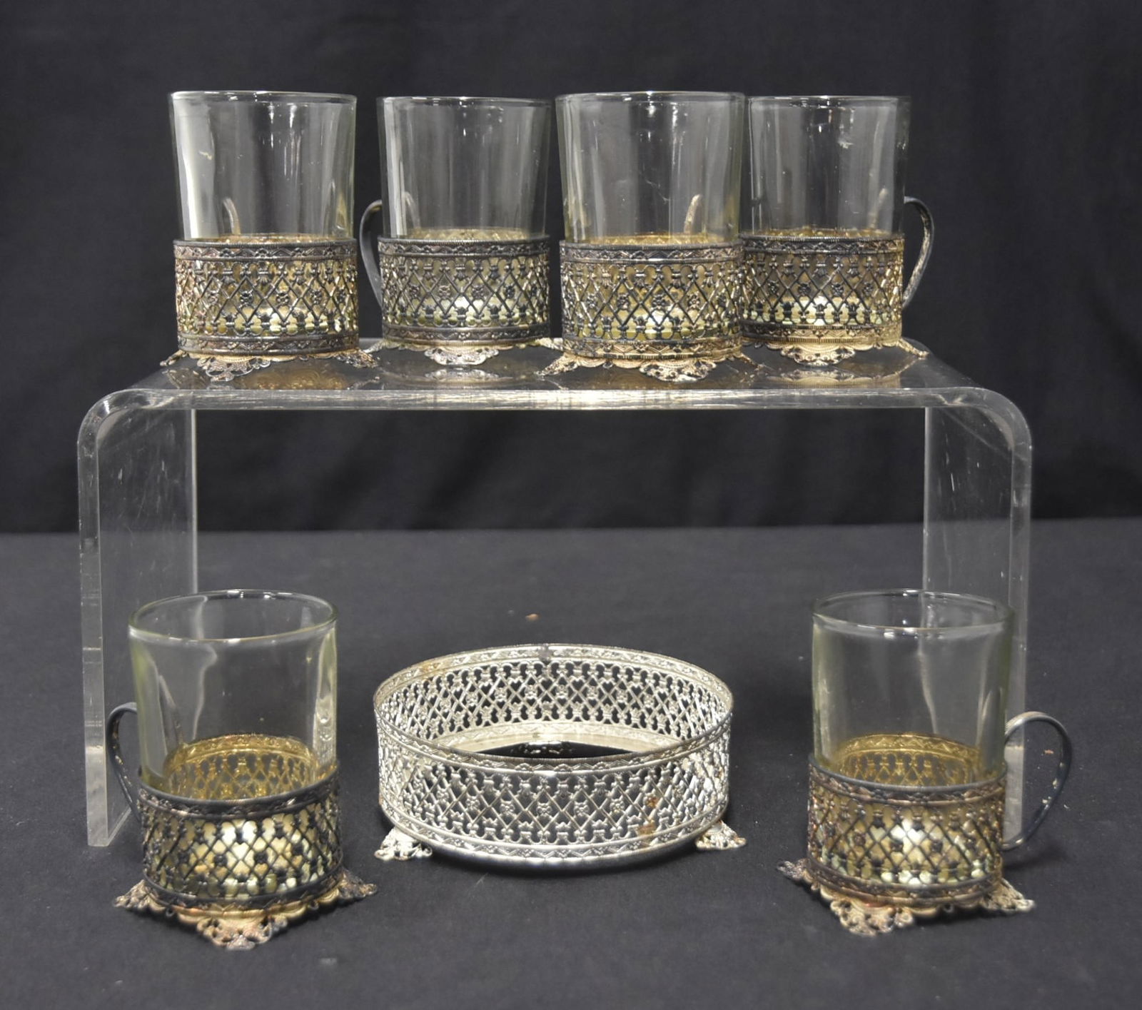 (6) PERSIAN SILVER FILIGREE TEA CUPS (1 of 11)