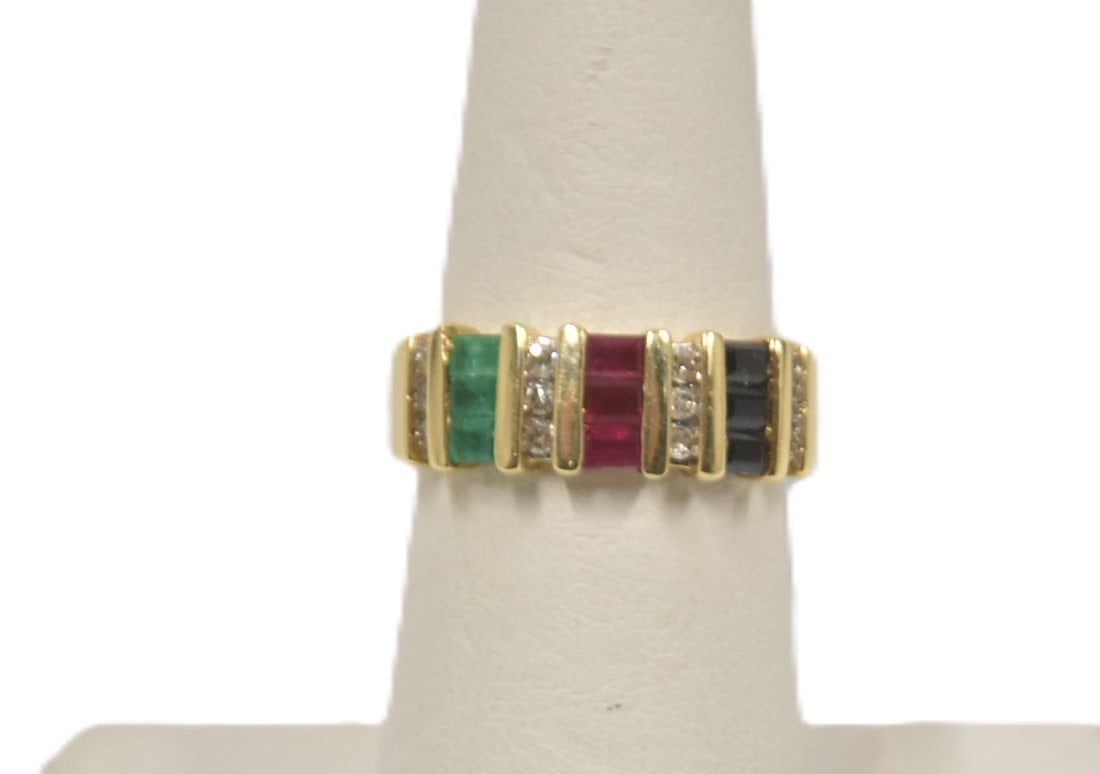 14kt MULTI GEMSTONE RING (1 of 9)