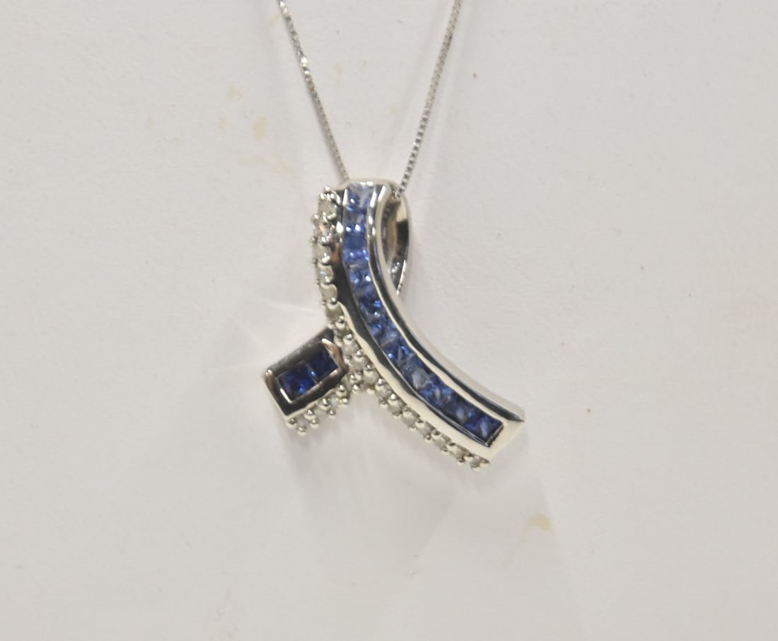 14kt DIAMOND & SAPPHIRE PENDANT NECKLACE (1 of 8)