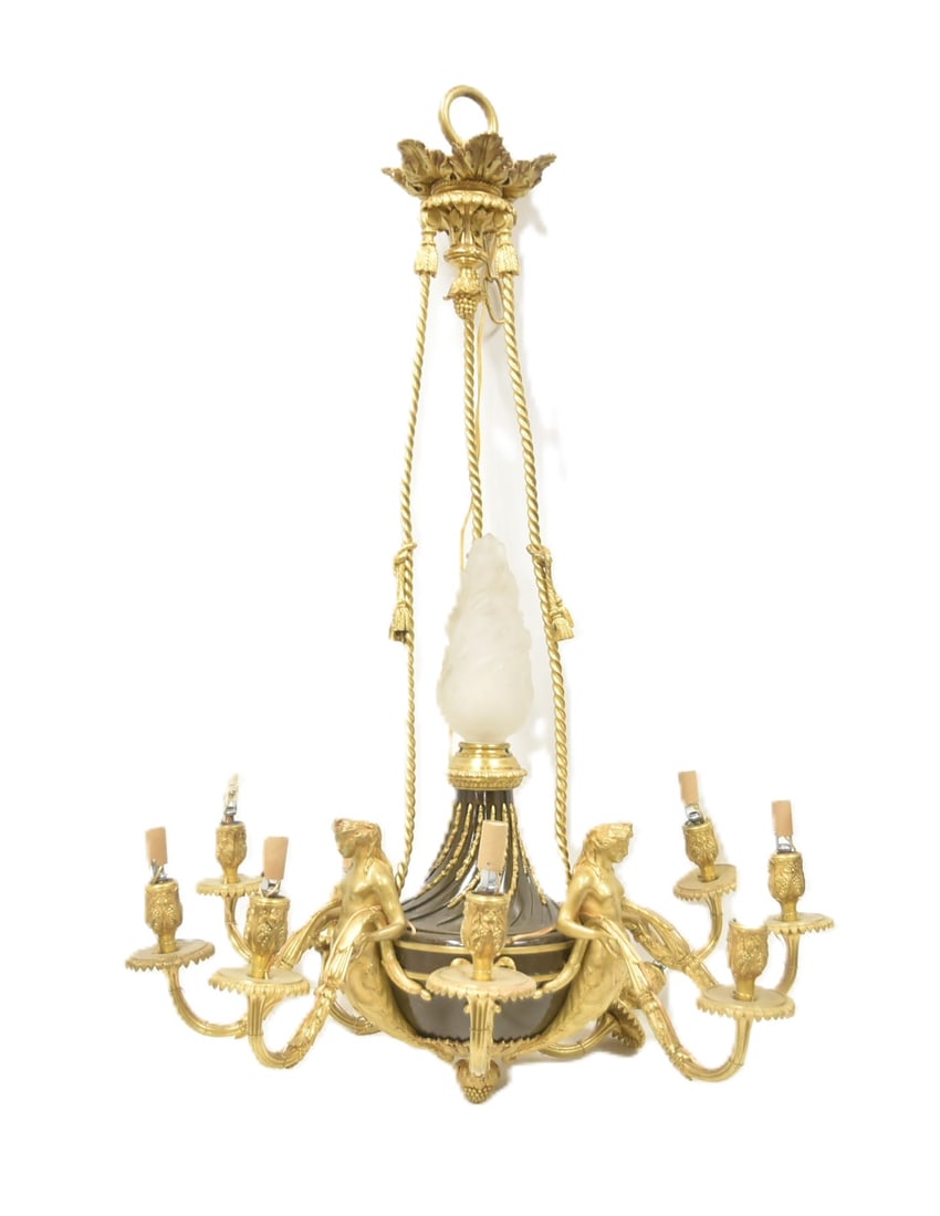 FINE ORNATE FRENCH EMPIRE BRONZE CHANDELIER (1 of 14)