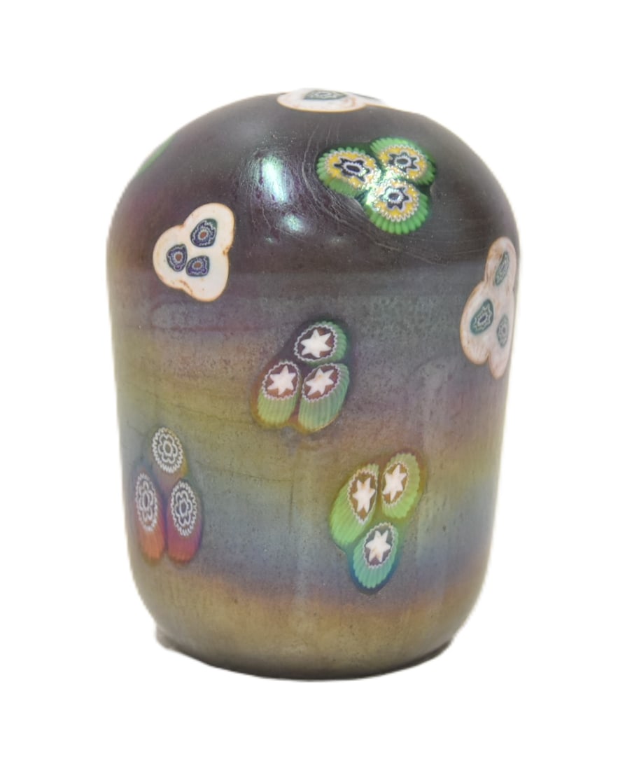 STUDIO ART GLASS PAPERWEIGHT - 3" x 4": HAS CRACK ON BOTTOM