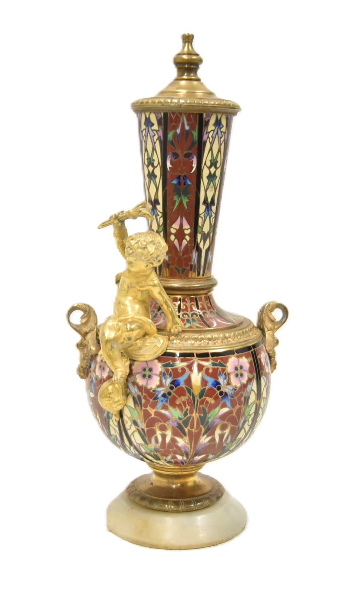 CHAMPLEVE ENAMEL & DORE BRONZE GARNITURE (1 of 11)