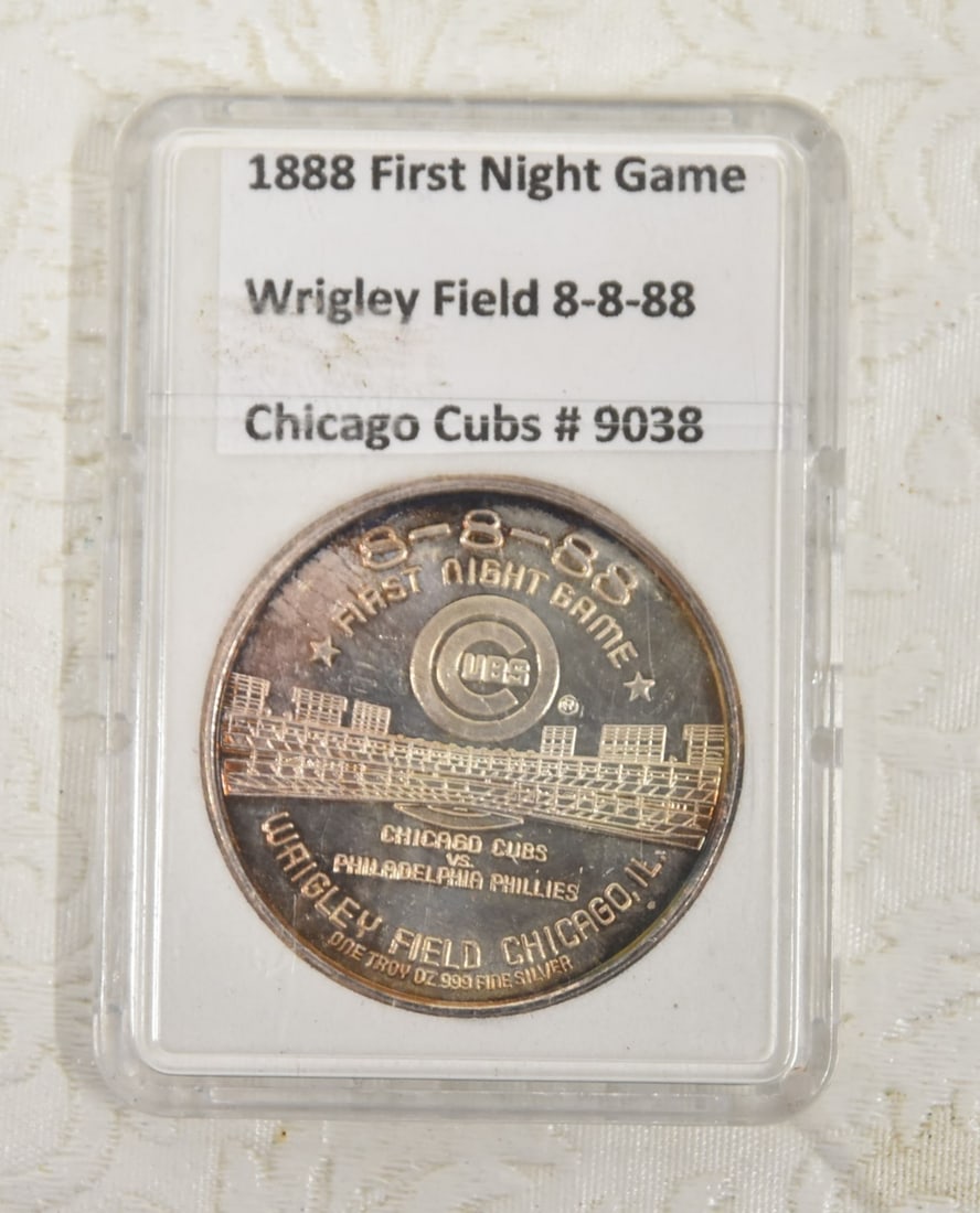 CHICAGO CUBS FIRST NIGHT GAME FINE SILVER COIN (1 of 7)