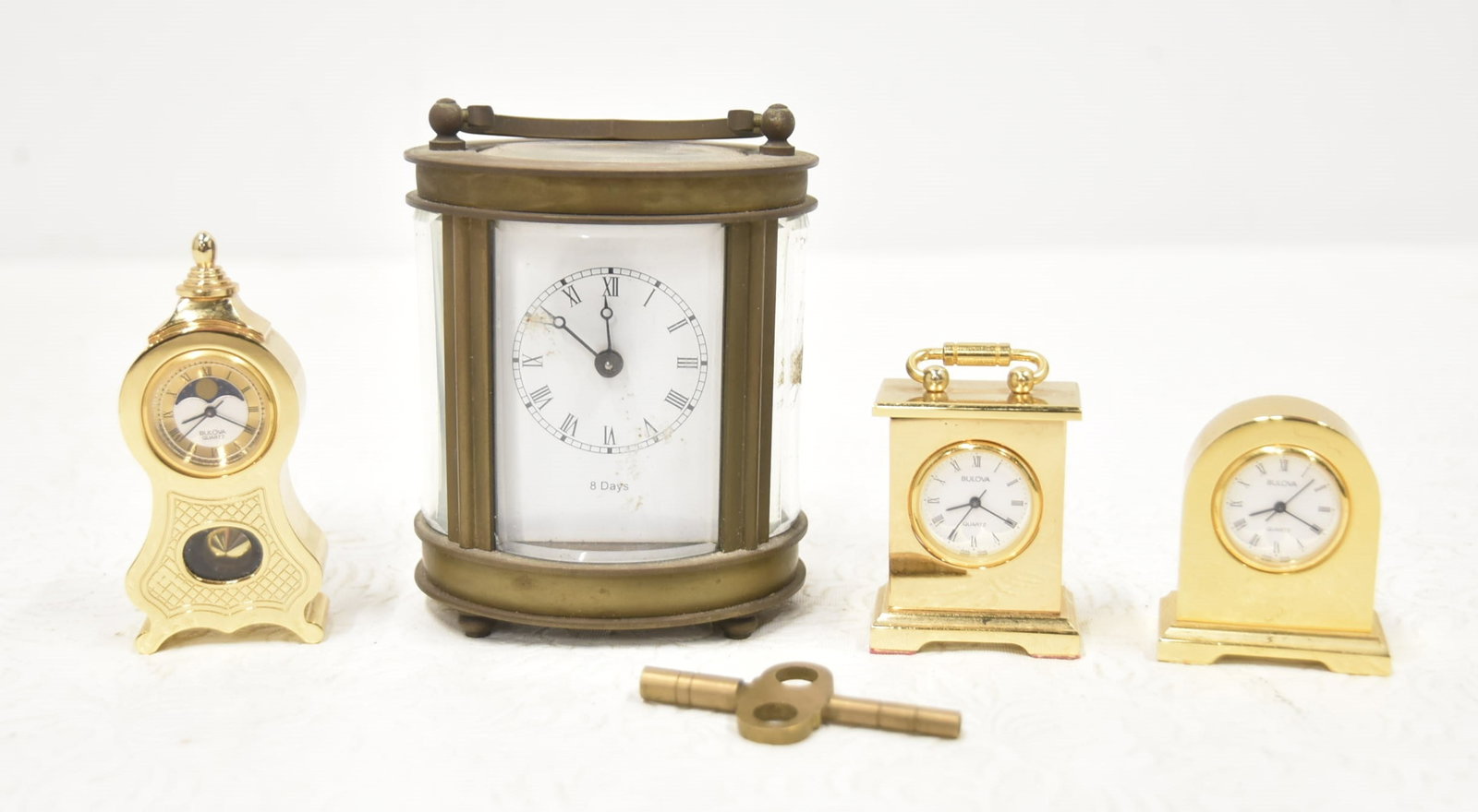 (4) MINIATURE BRASS CLOCKS (1 of 9)
