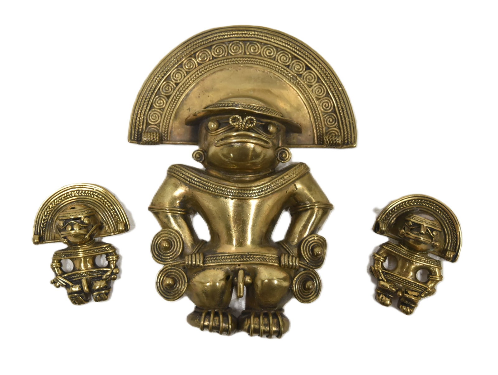 (3) PRE COLUMBIAN STYLE BRASS PENDANTS (1 of 7)