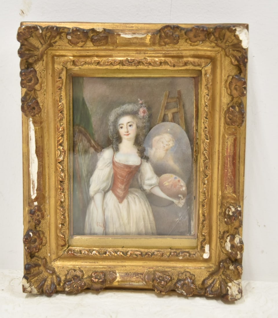 HAND PAINTED MINIATURE PAINTING OF FEMALE ARTIST (1 of 12)