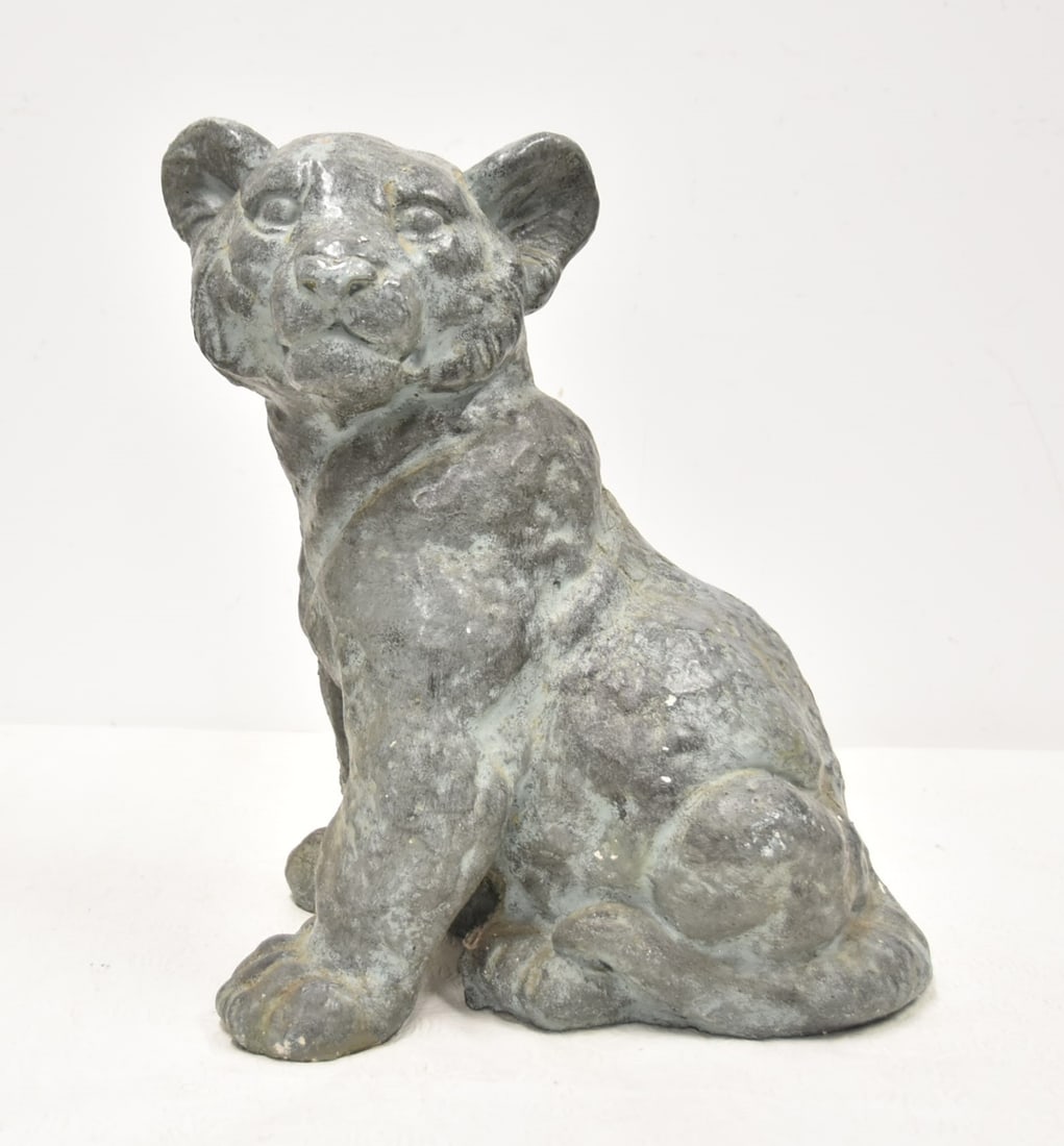 STONE SEATED CUB GARDEN STATUARY (1 of 6)