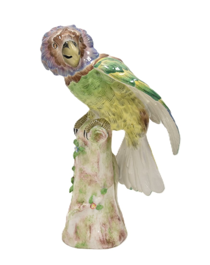 FRENCH PORCELAIN DE PARIS CRESTED PARROT (1 of 12)