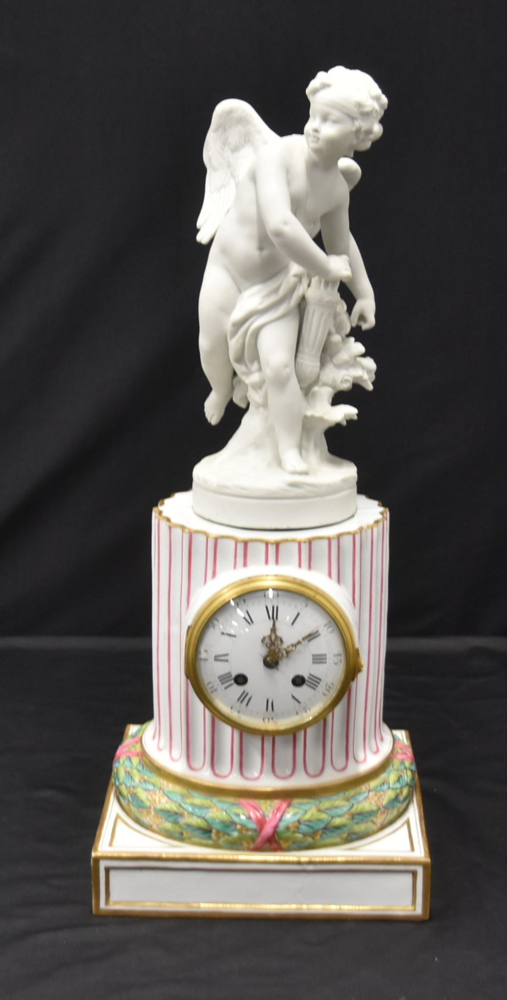 BISCUIT PORCELAIN CUPID ATOP OLD PARIS CLOCK (1 of 14)
