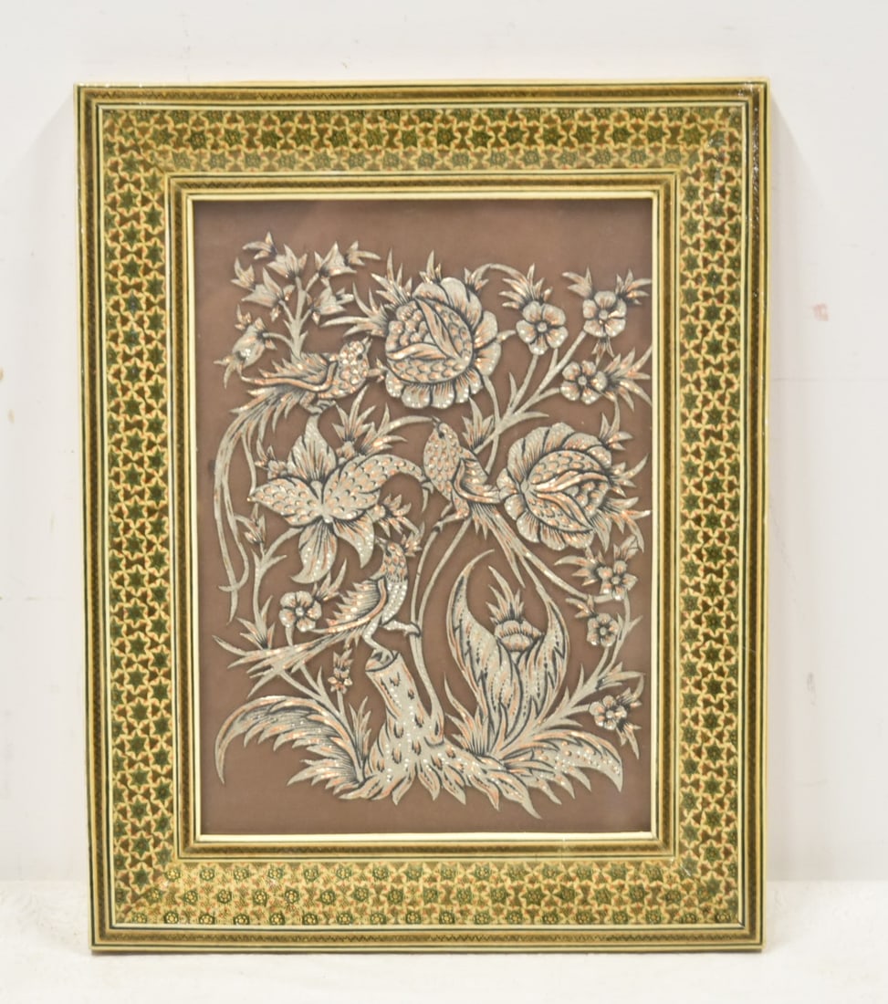 PERSIAN KHATAM FRAME WITH MIXED METAL BIRDS (1 of 5)