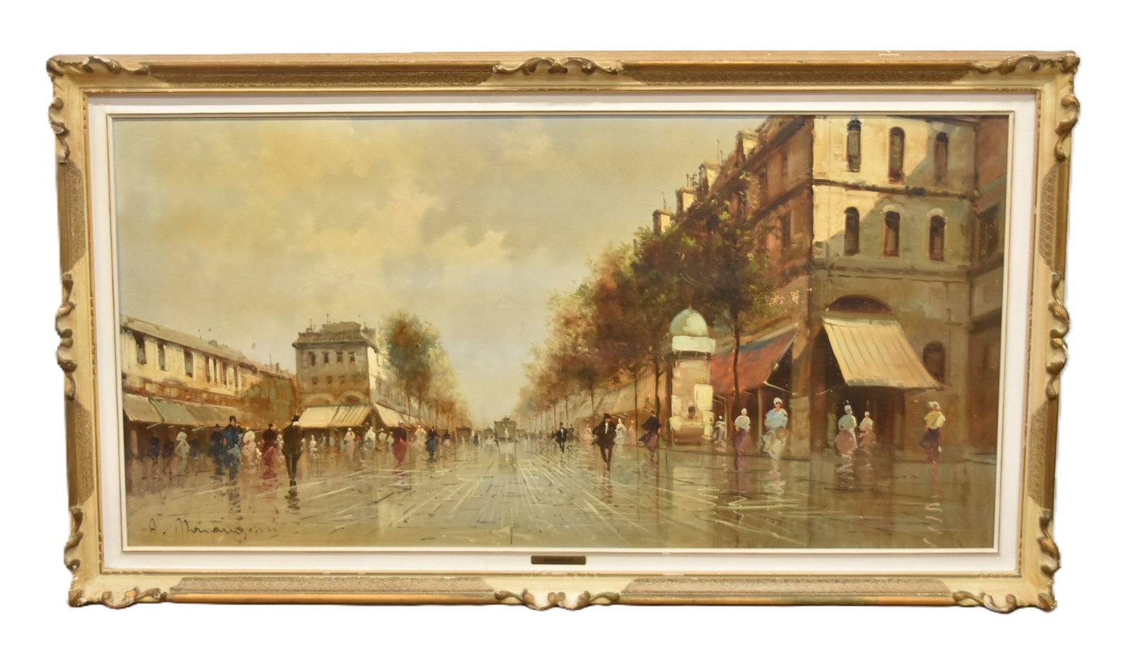 ALDO MARANGONI , LARGE OIL ON CANVAS STREET SCENE (1 of 9)