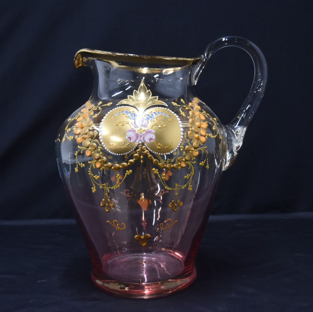 LARGE VENETIAN PINK GLASS PITCHER (1 of 9)