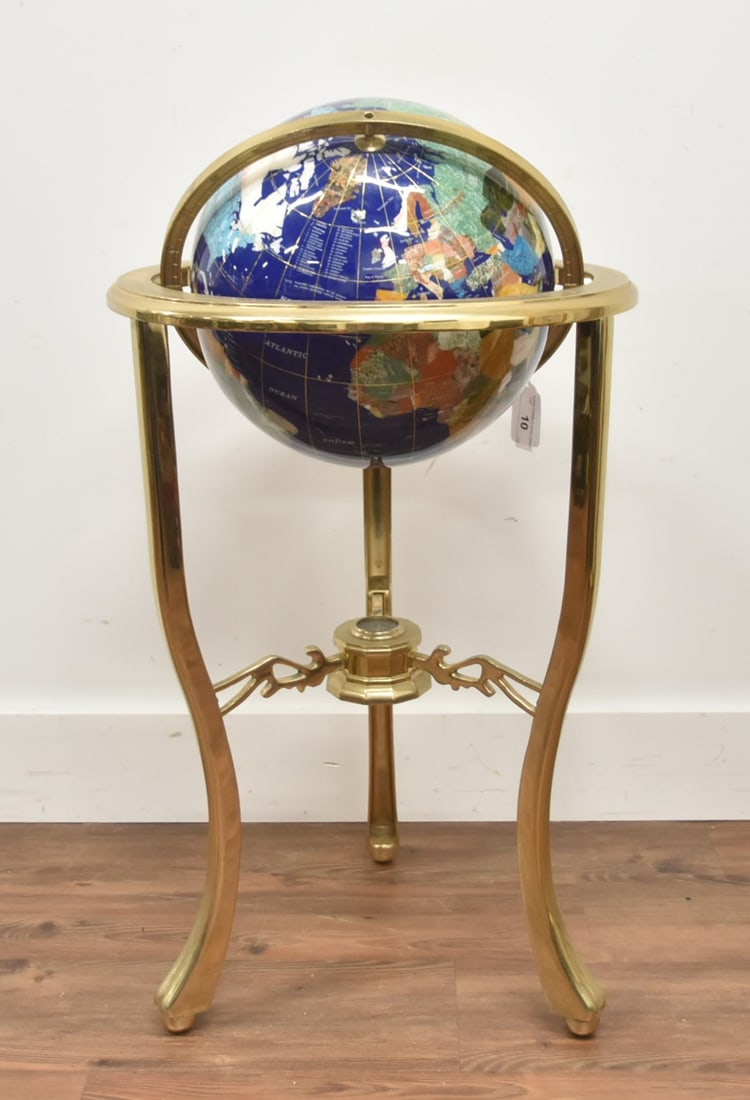 SEMI PRECIOUS STONE GLOBE WITH BRASS STAND (1 of 10)