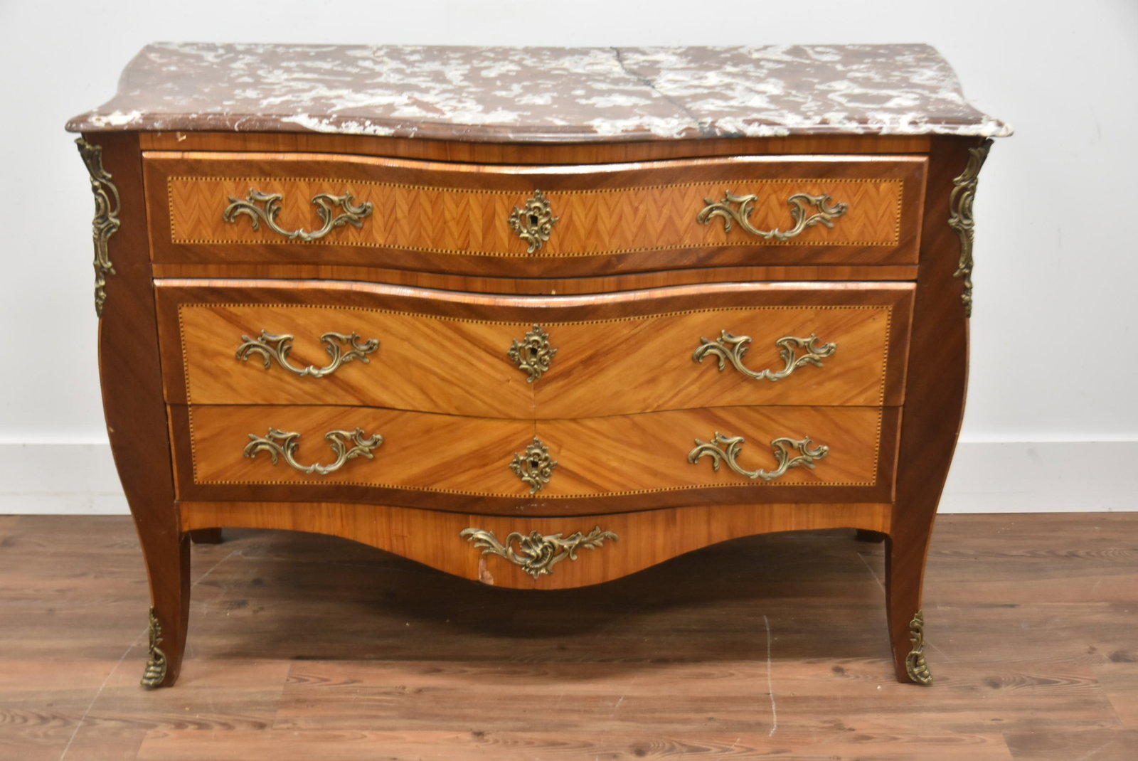 FRENCH MARQUETRY INLAID COMMODE CHEST (1 of 11)