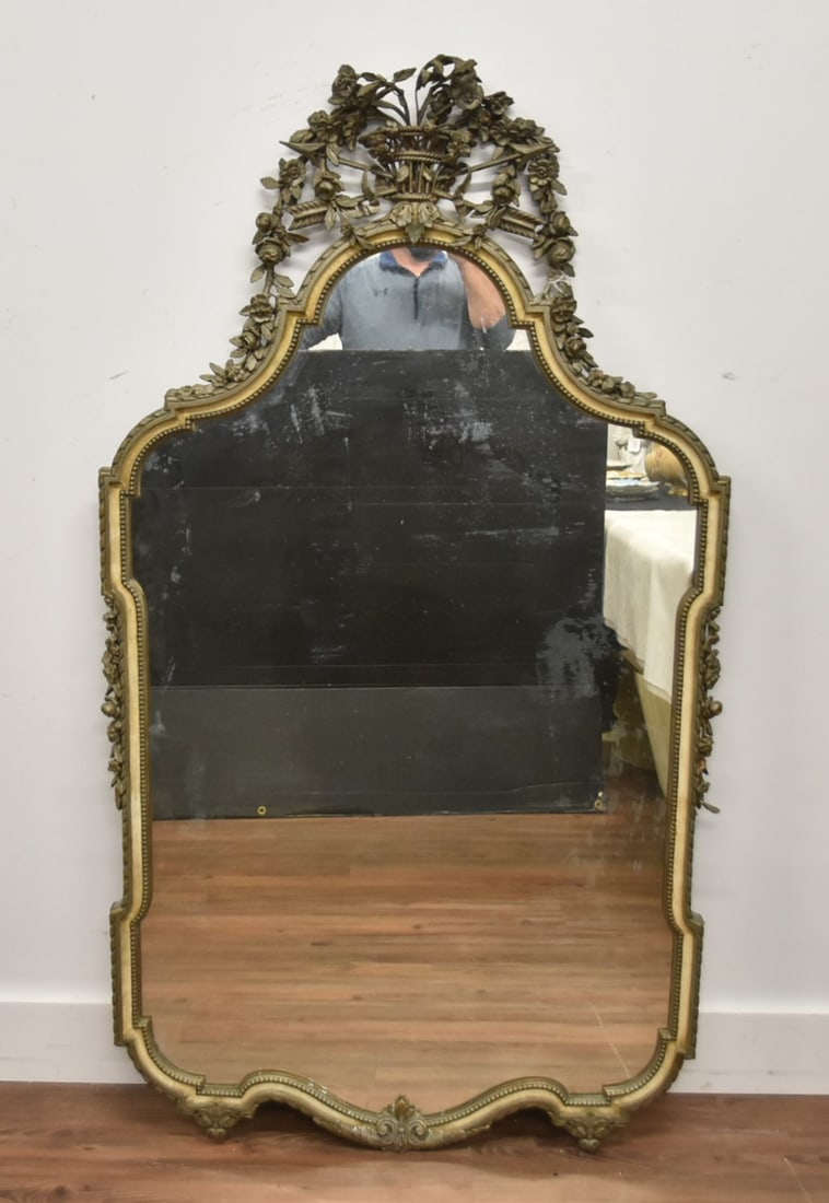 ANTIQUE 19thC FRENCH SILVER GILT MIRROR (1 of 12)