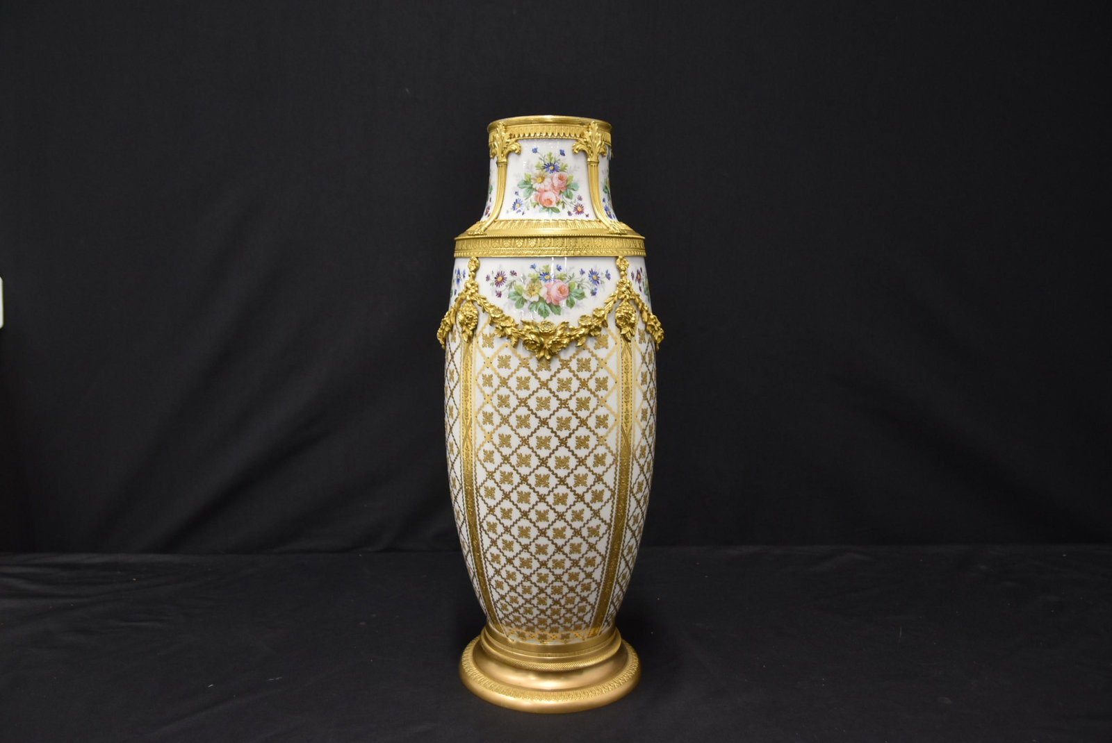 LARGE SEVRES ORMOLU MOUNTED VASE - 3