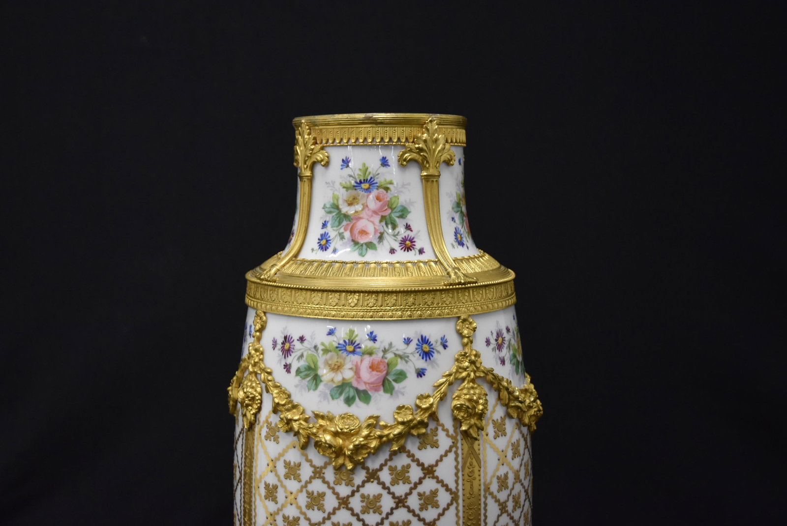 LARGE SEVRES ORMOLU MOUNTED VASE - 7