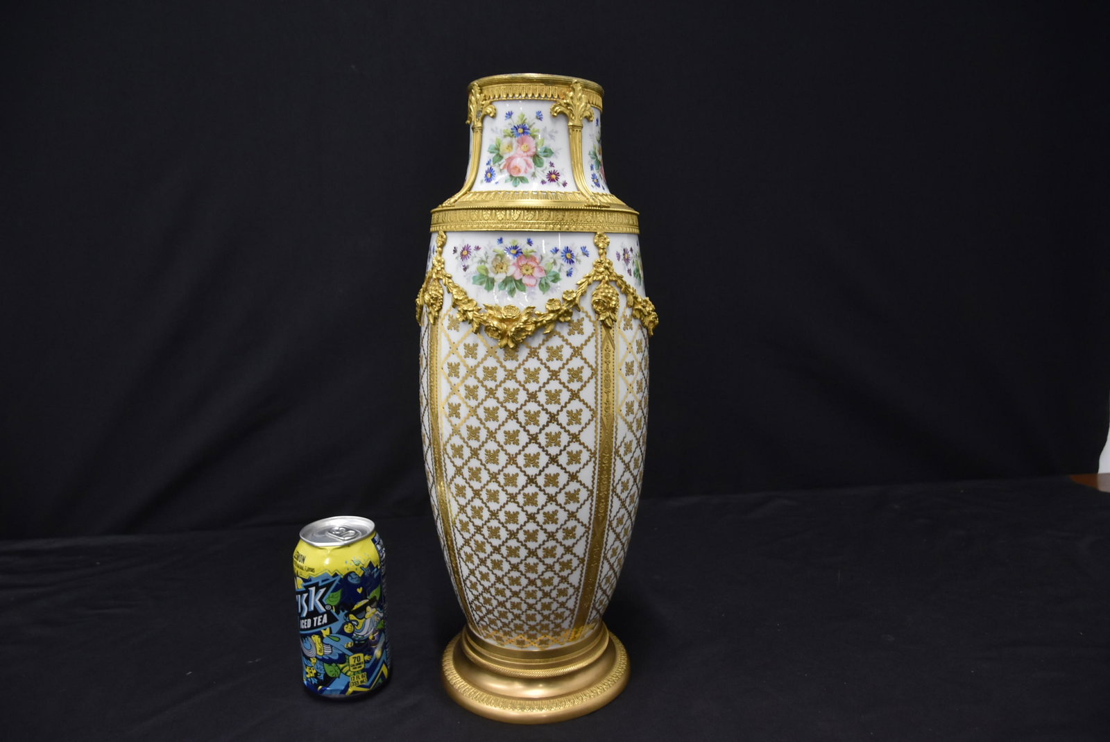 LARGE SEVRES ORMOLU MOUNTED VASE - 8