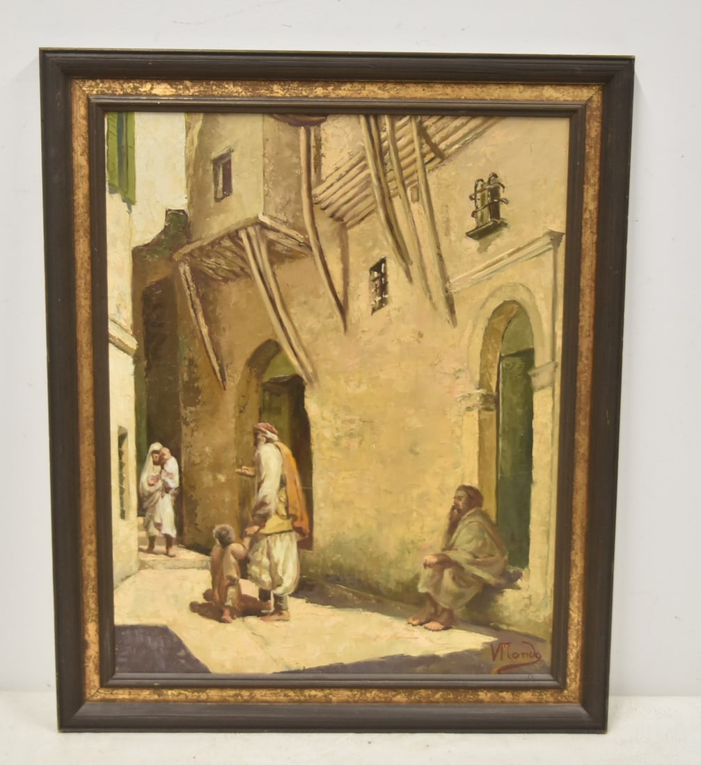 OIL ON BOARD ORIENTALIST VILLAGE , V MONDO (1 of 10)