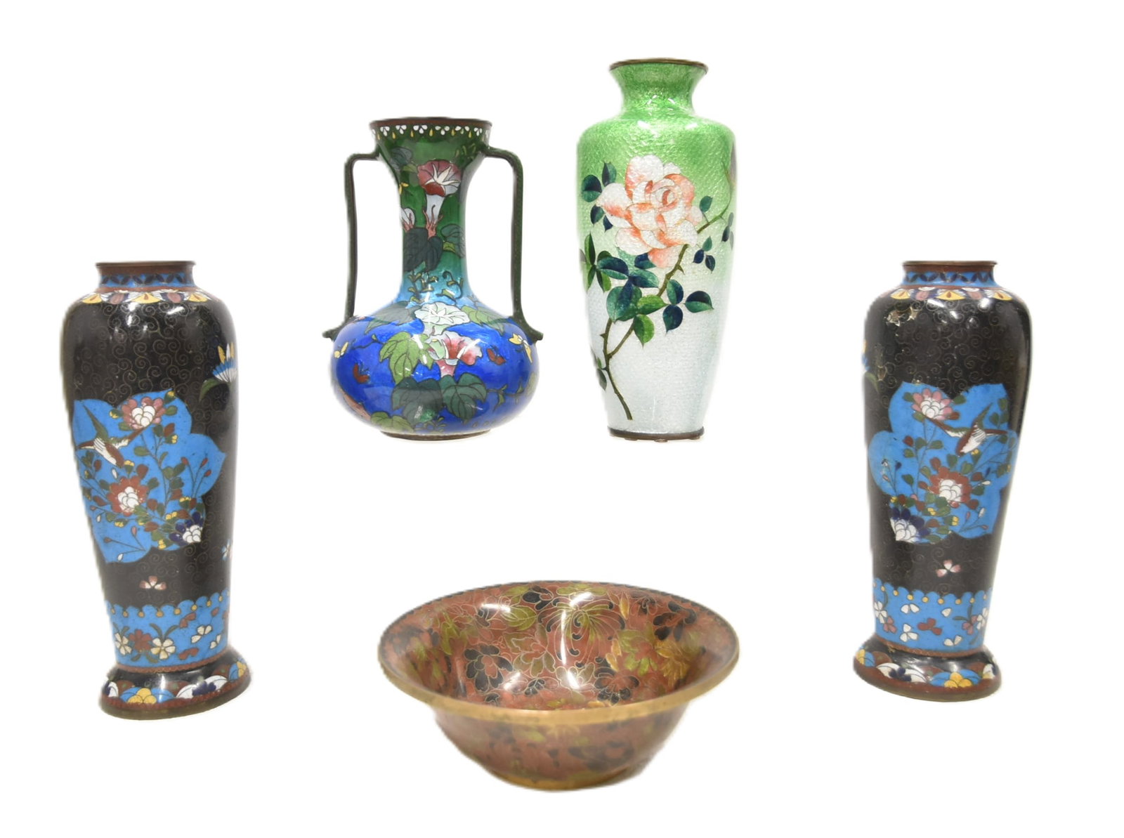 (4) CHINESE CLOISONNE VASES & BOWL (1 of 17)