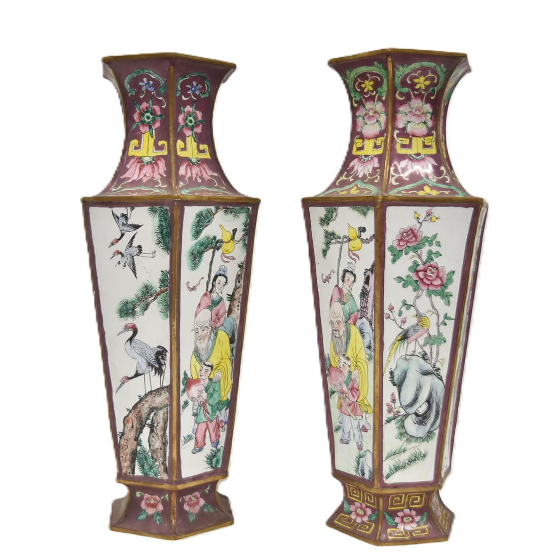 (Pr) CHINESE CLOISONNE ENAMEL VASES (1 of 11)