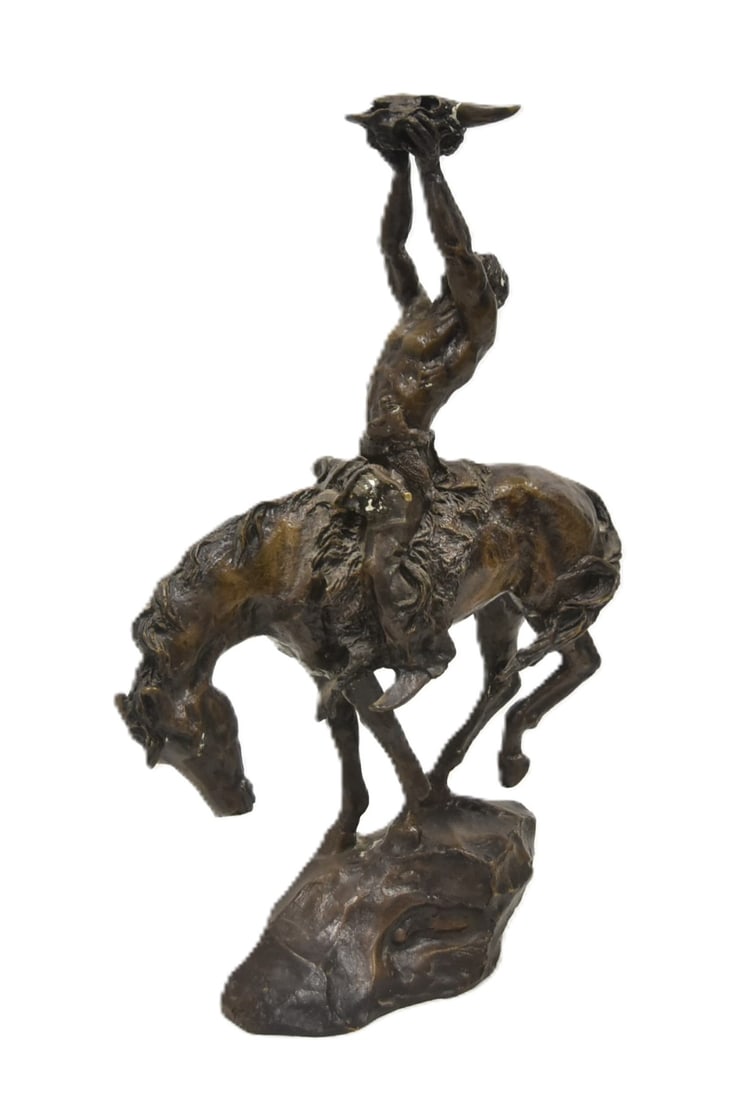 BRONZE NATIVE AMERICAN INDIAN ON HORSEBACK (1 of 9)