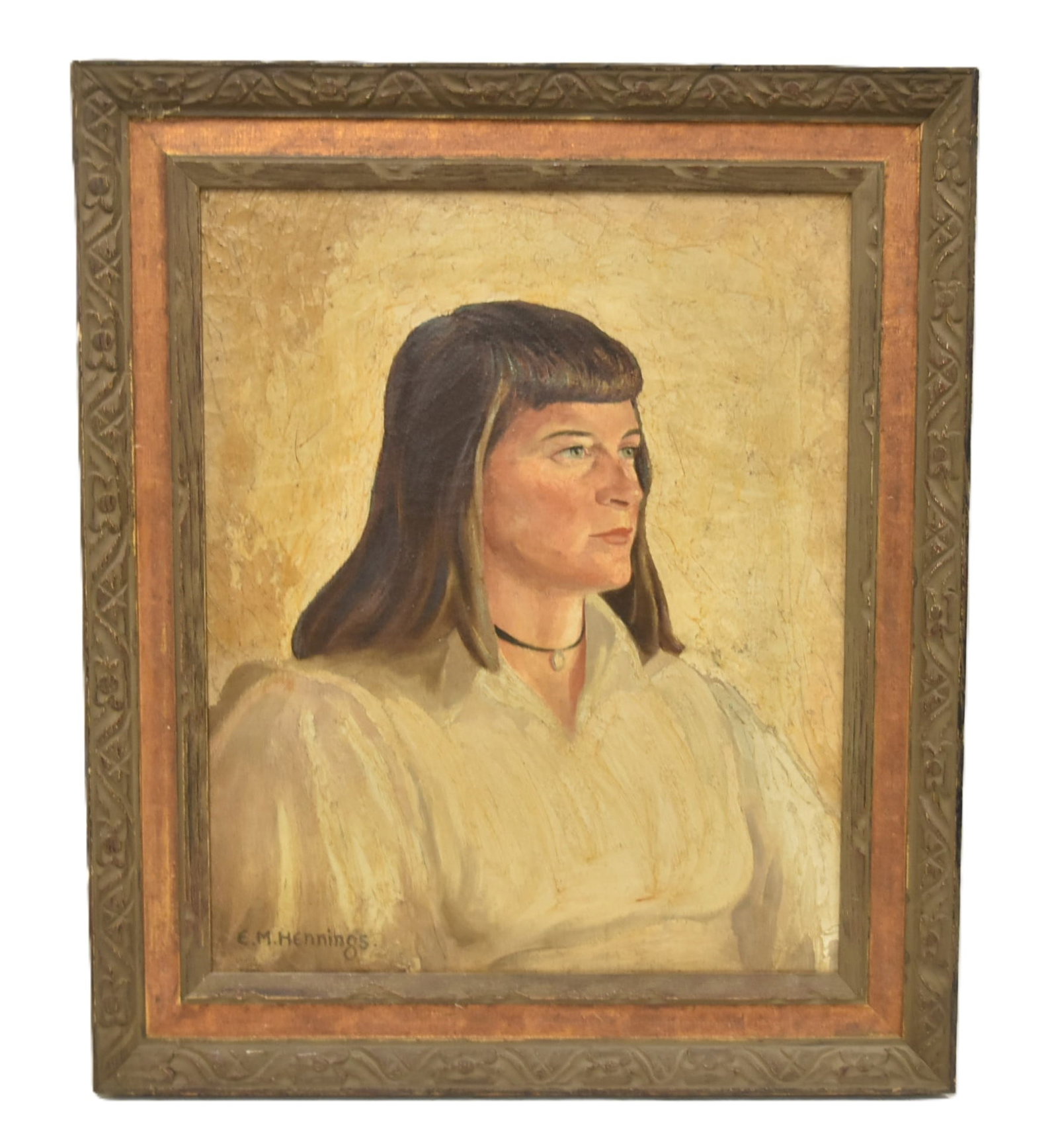 ERNEST HEMMINGS , OIL ON CANVAS PORTRAIT OF WOMAN (1 of 11)