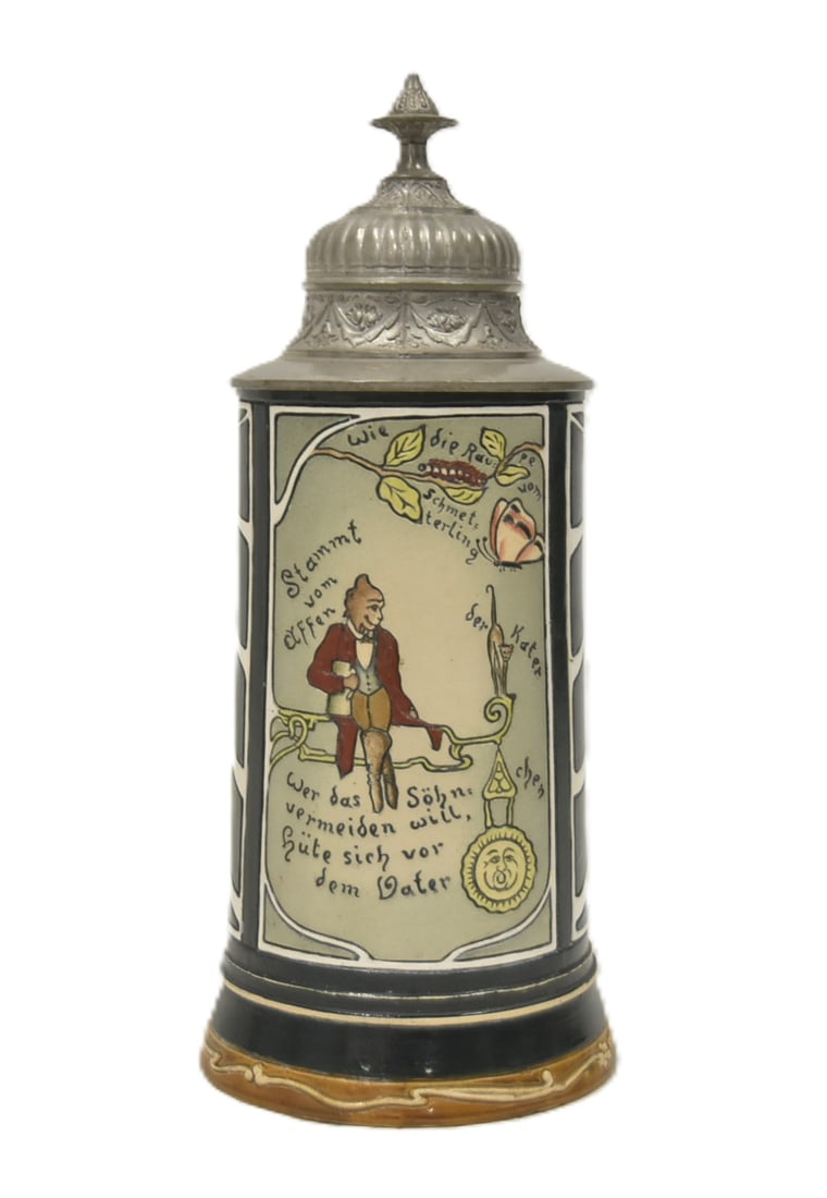 HR 535 RARE STORYBOOK ETCHED POTTERY STEIN (1 of 15)
