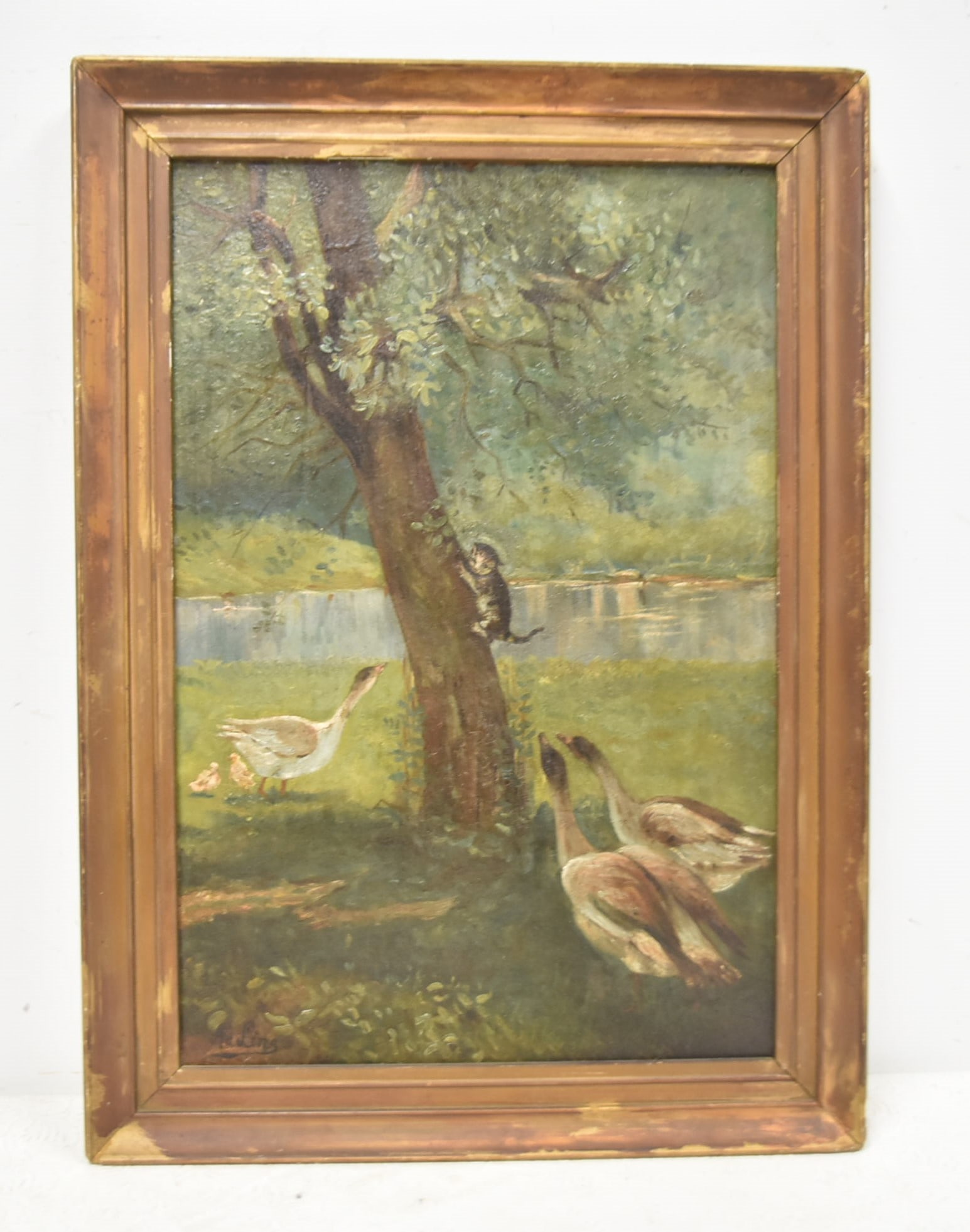 ADOLF LINS , OIL ON BOARD CAT UP A TREE (1 of 15)