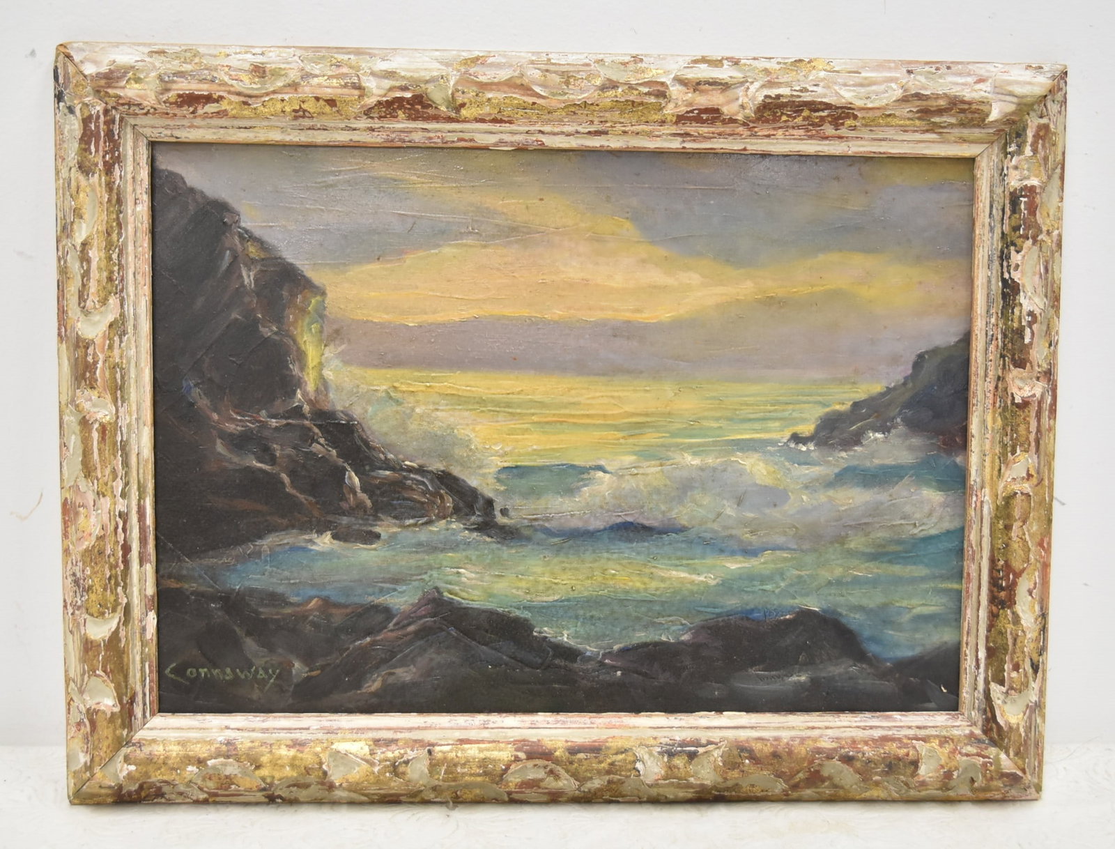 JAY HALL CONNAWAY , OIL ON BOARD ROCKY COASTAL (1 of 17)