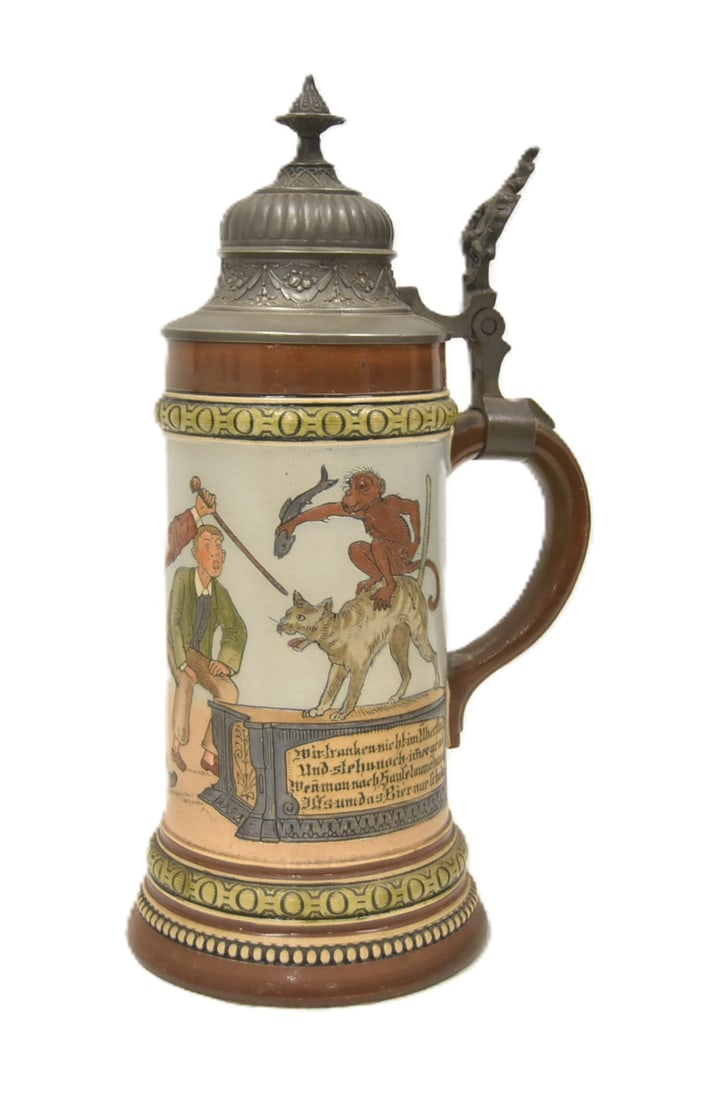 HAUBER & REUTHER 445 ETCHED POTTERY STEIN (1 of 14)