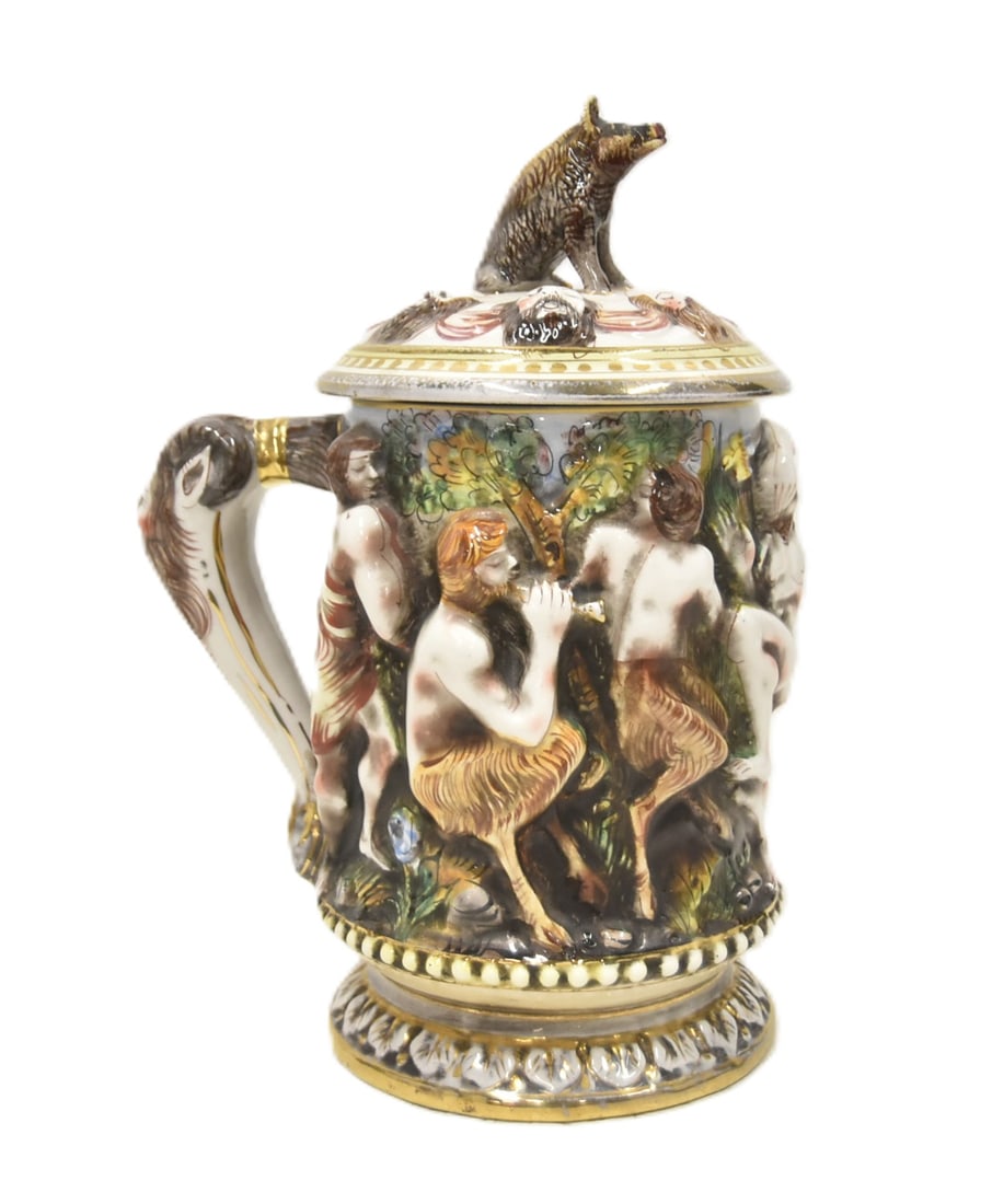 CAPODIMONTE PORCELAIN LIDDED STEIN (1 of 12)