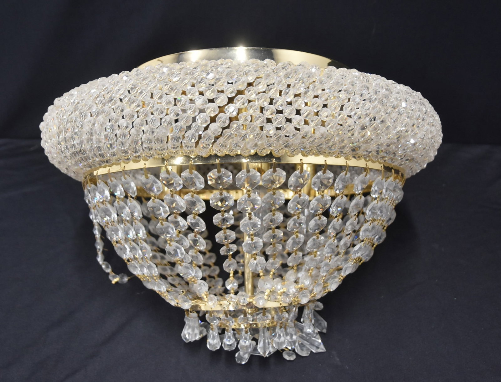BRASS CASCADING CRYSTAL CEILING MOUNT (1 of 7)