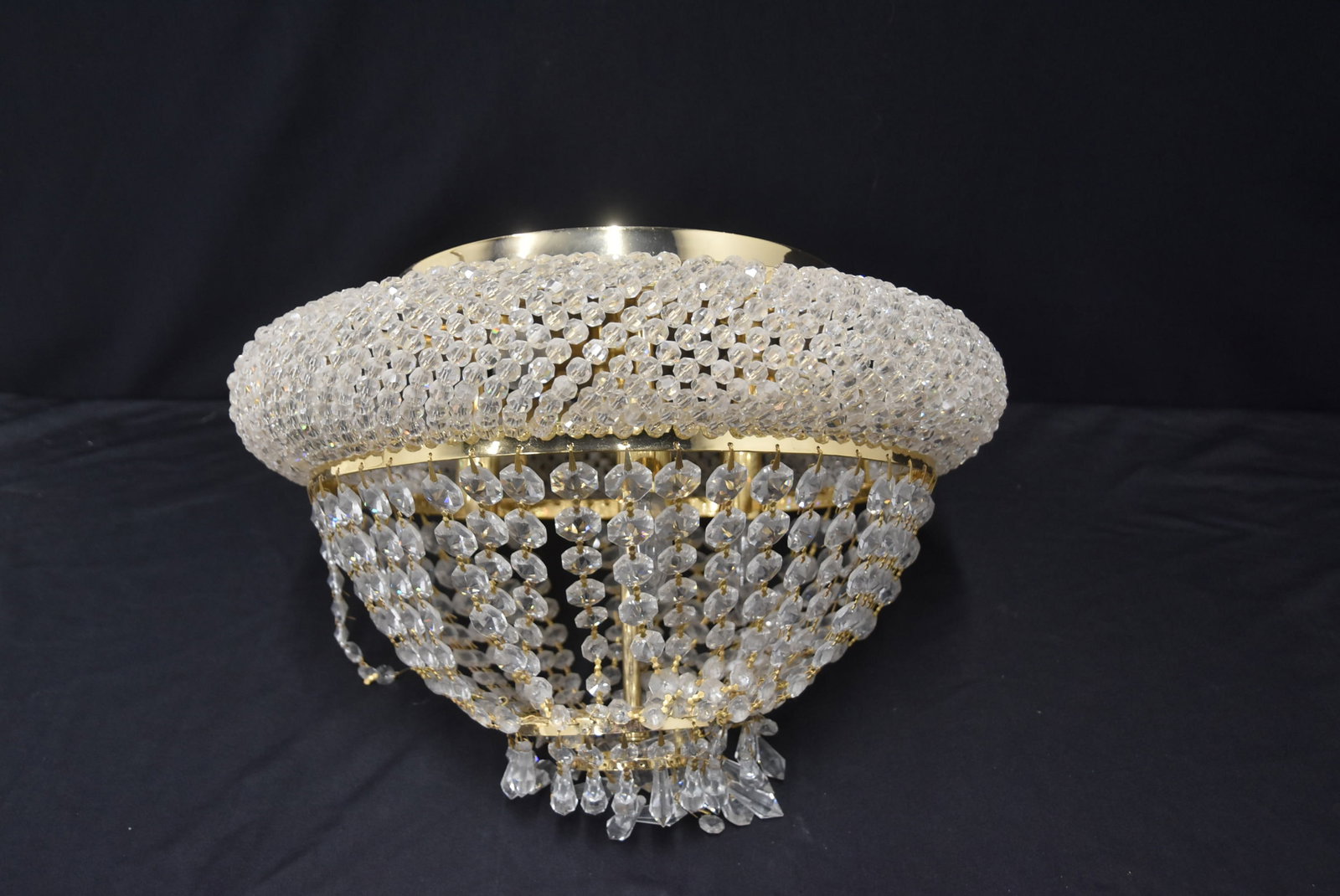 BRASS CASCADING CRYSTAL CEILING MOUNT - 2