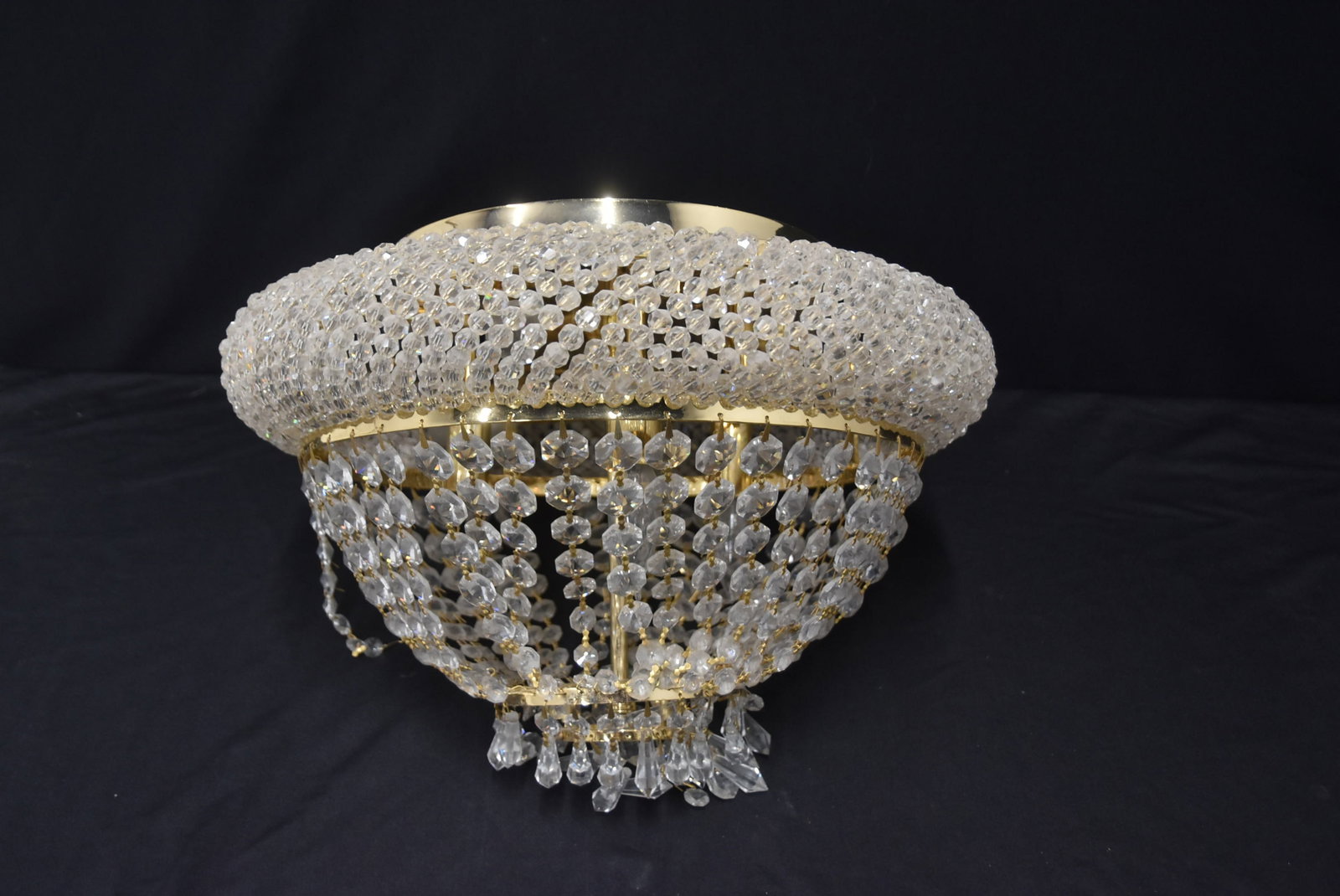 BRASS CASCADING CRYSTAL CEILING MOUNT - 3