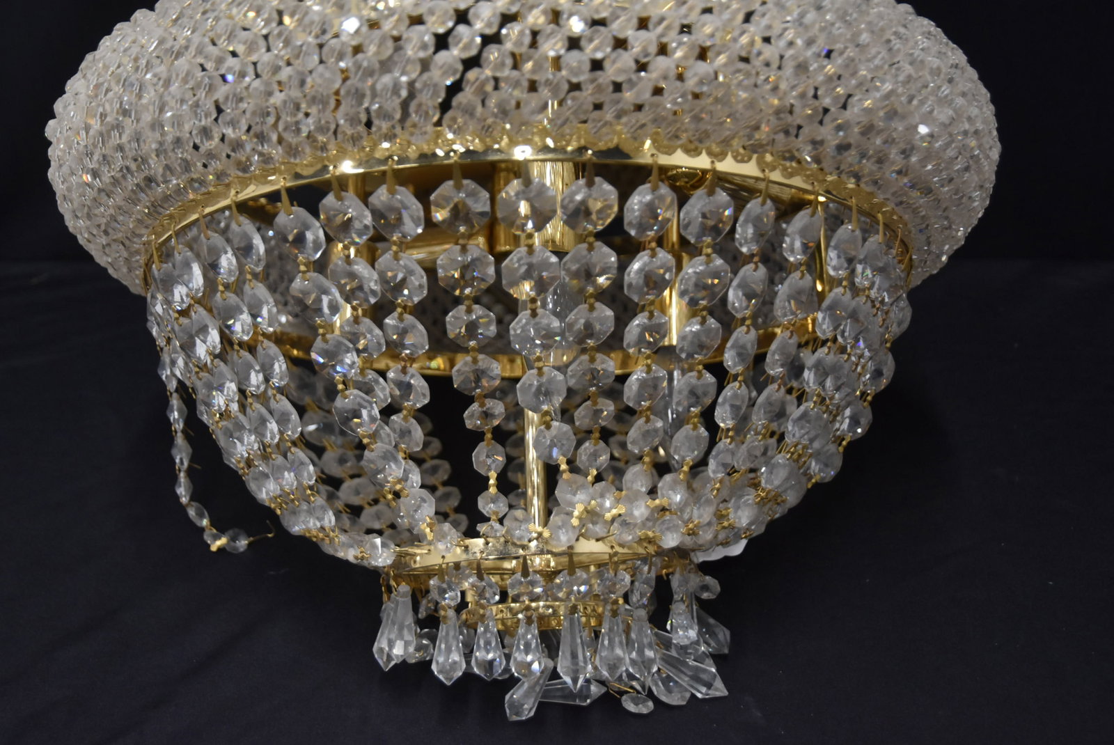 BRASS CASCADING CRYSTAL CEILING MOUNT - 4