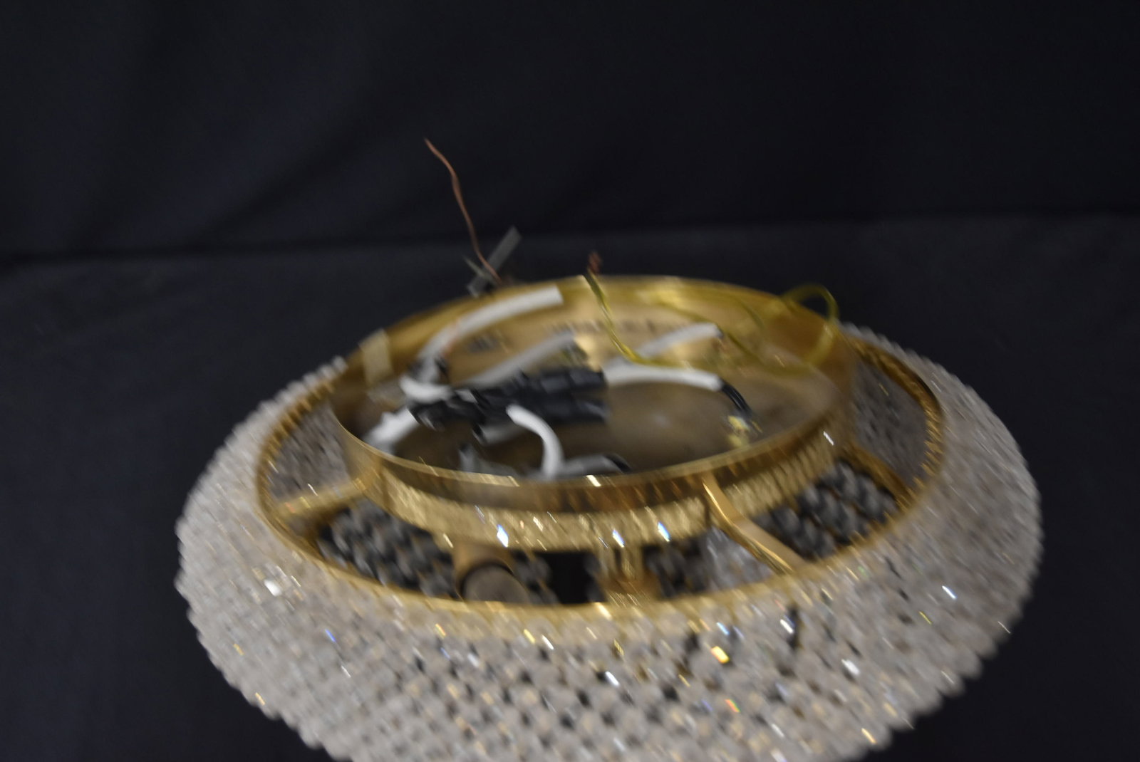 BRASS CASCADING CRYSTAL CEILING MOUNT - 6