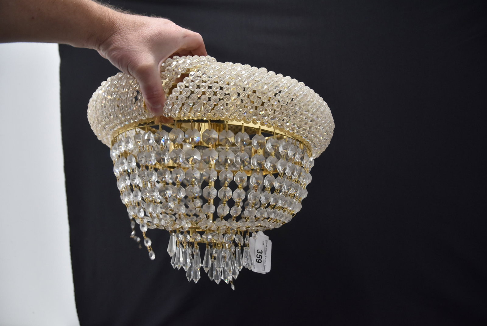BRASS CASCADING CRYSTAL CEILING MOUNT - 7