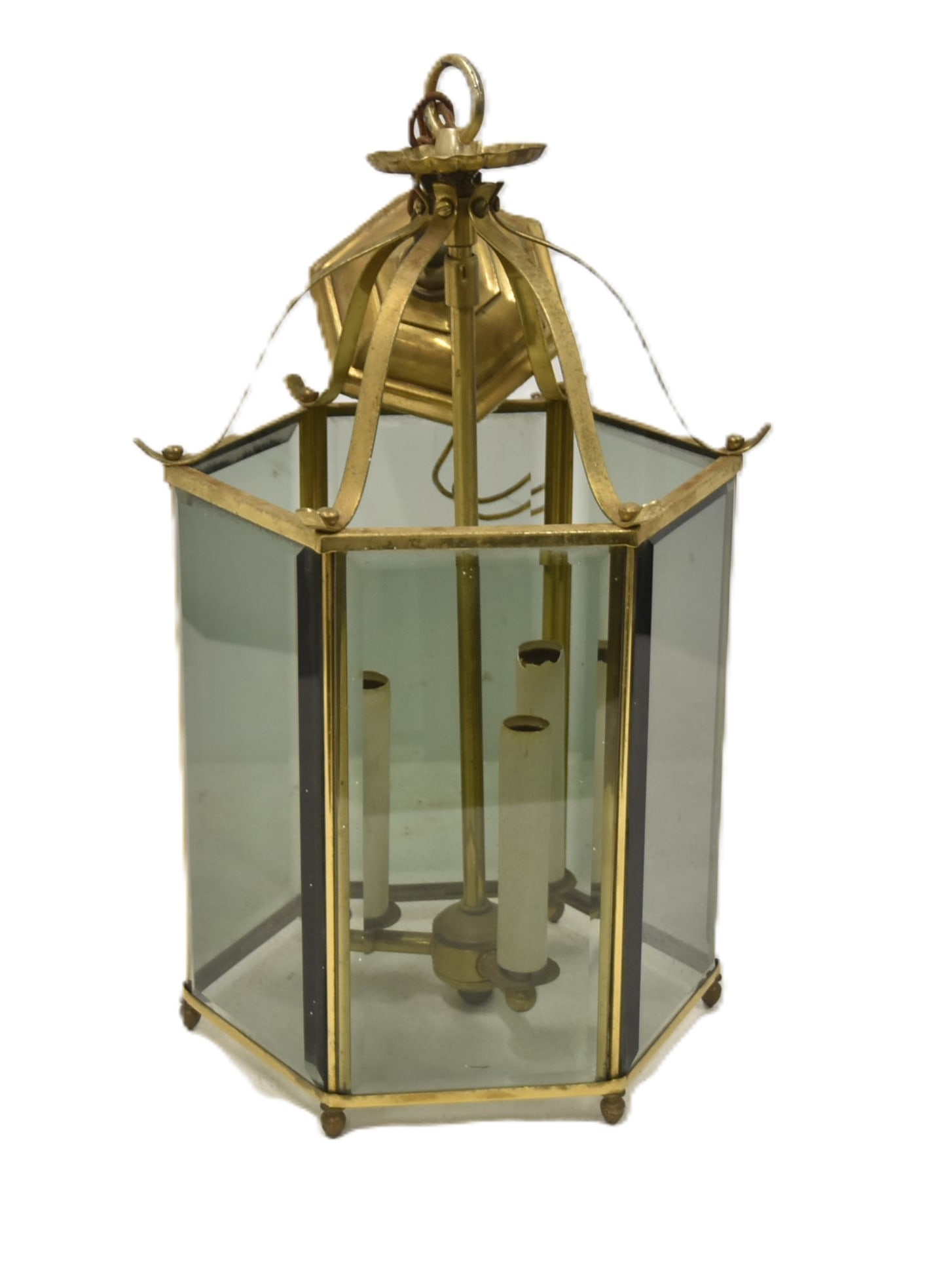 VINTAGE BRASS BRASS & GLASS HALLWAY LANTERN (1 of 10)