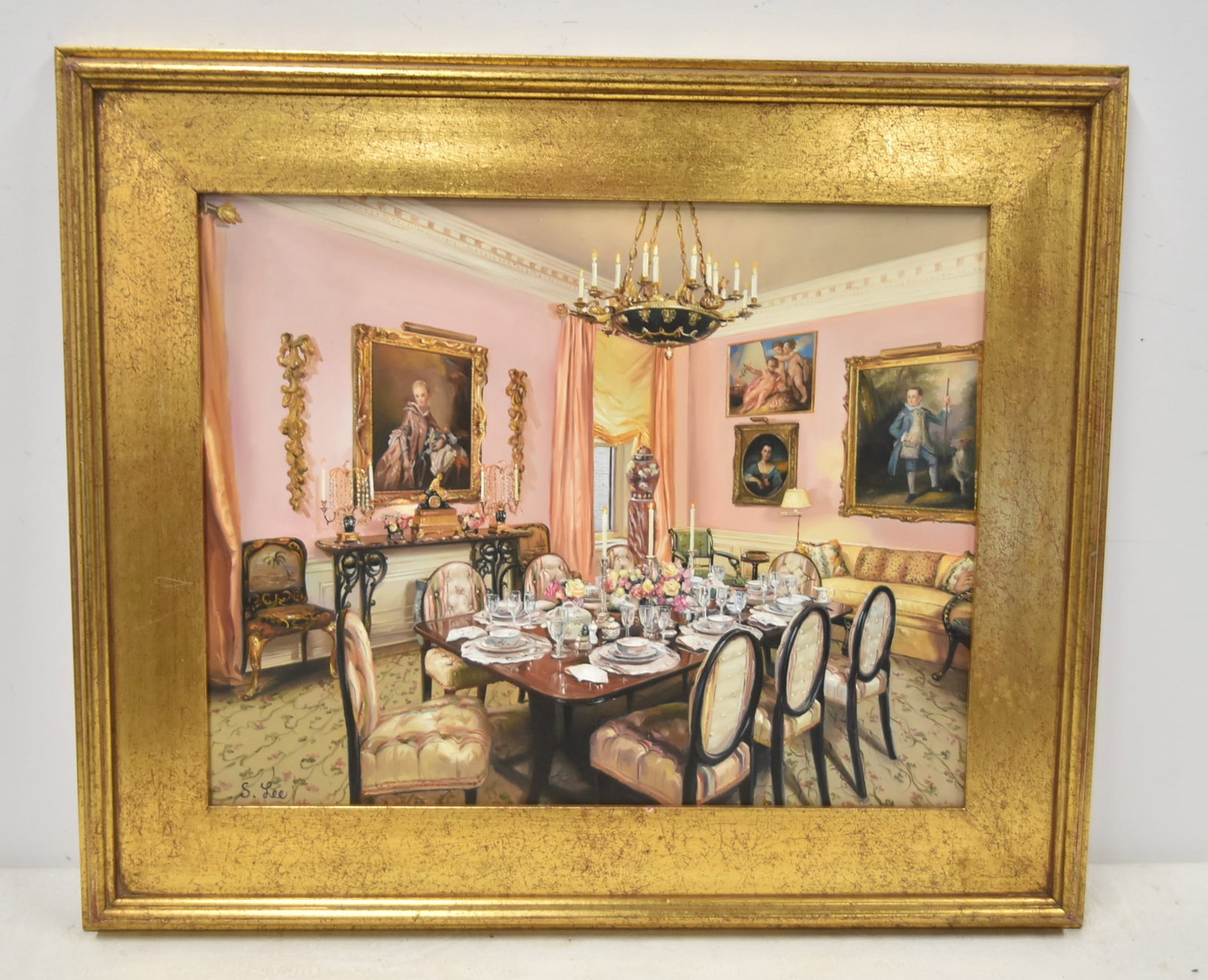 CONTEMPORARY OIL ON PANEL INTERIOR SCENE (1 of 10)