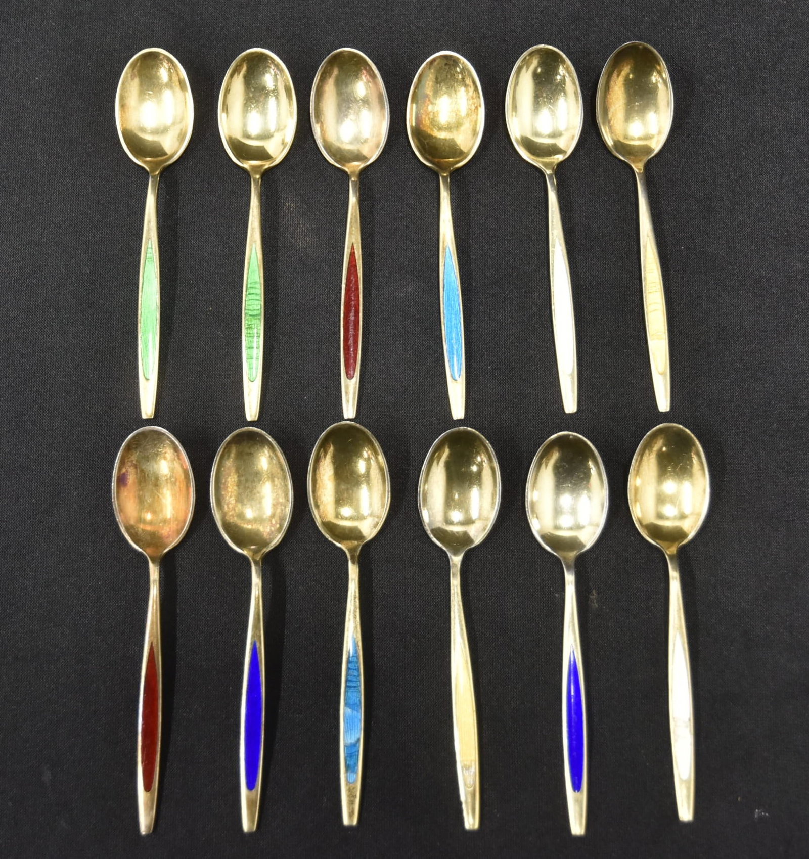 (12) DENMARK STERLING SILVER & ENAMEL SPOONS (1 of 8)