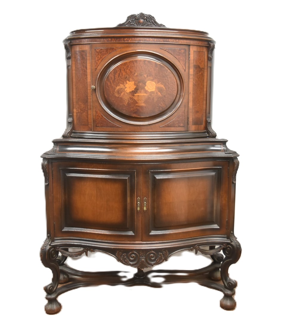 RENAISSANCE STYLE BURLED WALNUT CHINA CABINET (1 of 10)