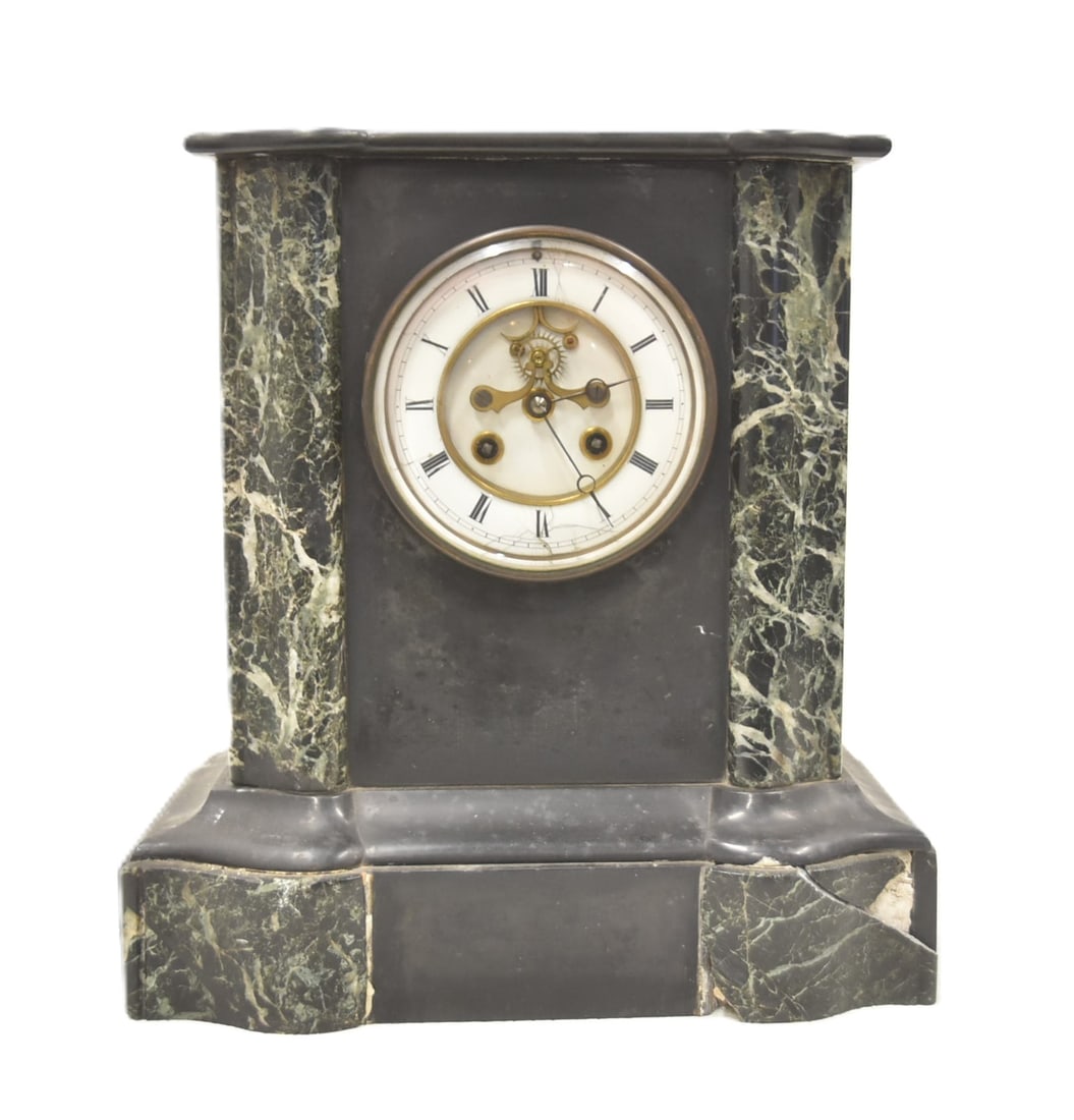 2-TONE ANTIQUE BREVETT PARIS MARBLE CLOCK (1 of 6)