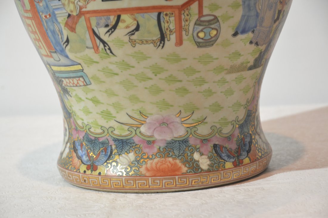 LARGE ORIENTAL GINGER JAR WITH FOO DOG FINIAL - 3