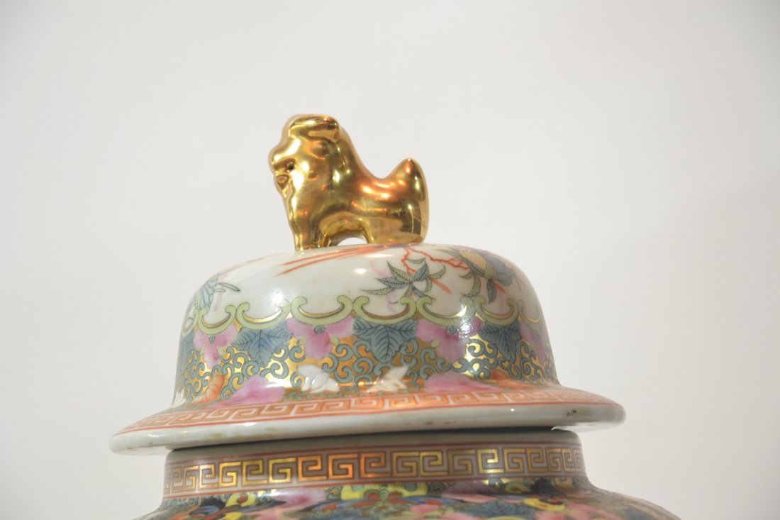 LARGE ORIENTAL GINGER JAR WITH FOO DOG FINIAL - 4
